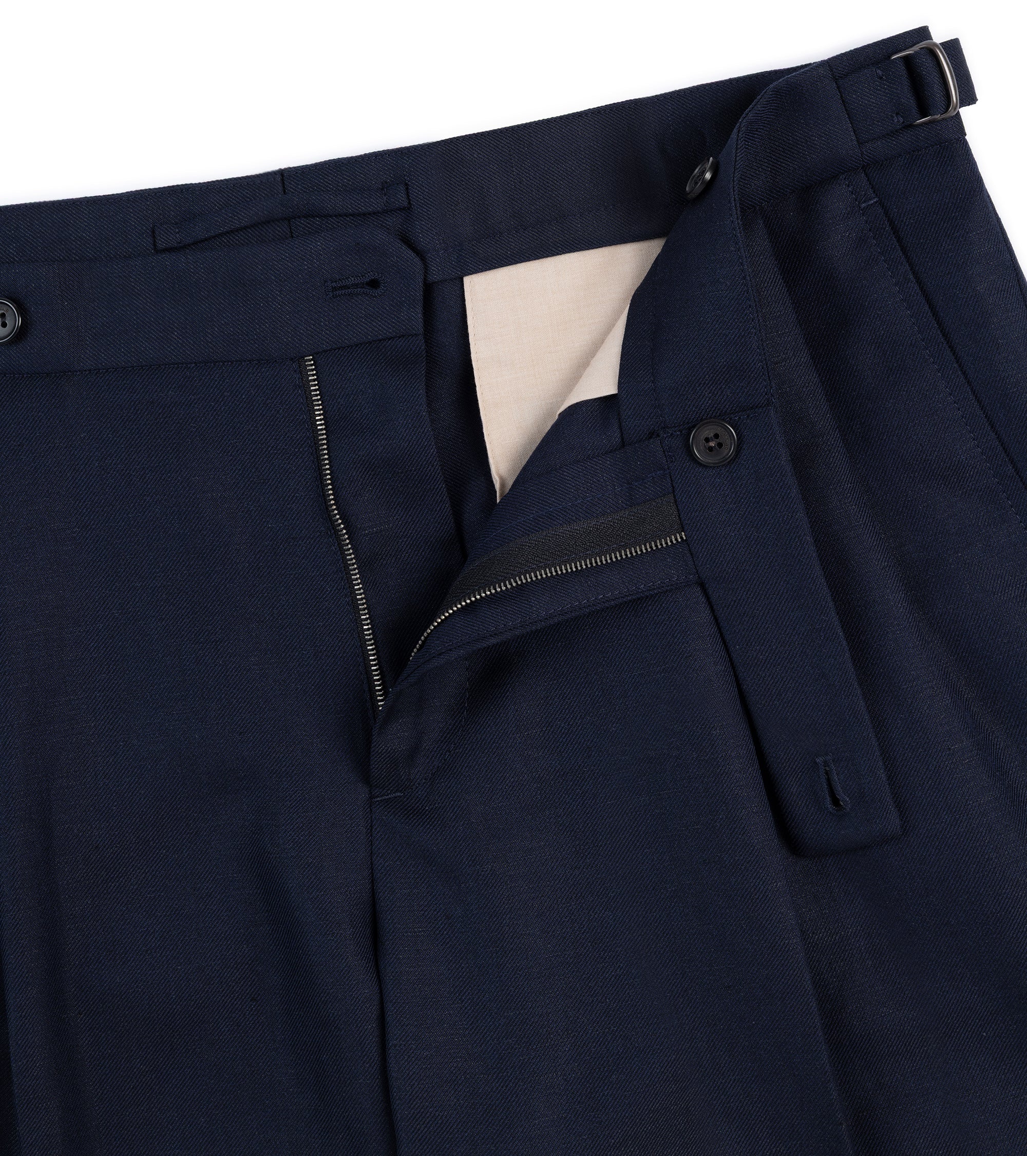 Incotex Wool Linen Pleated Shorts: Navy