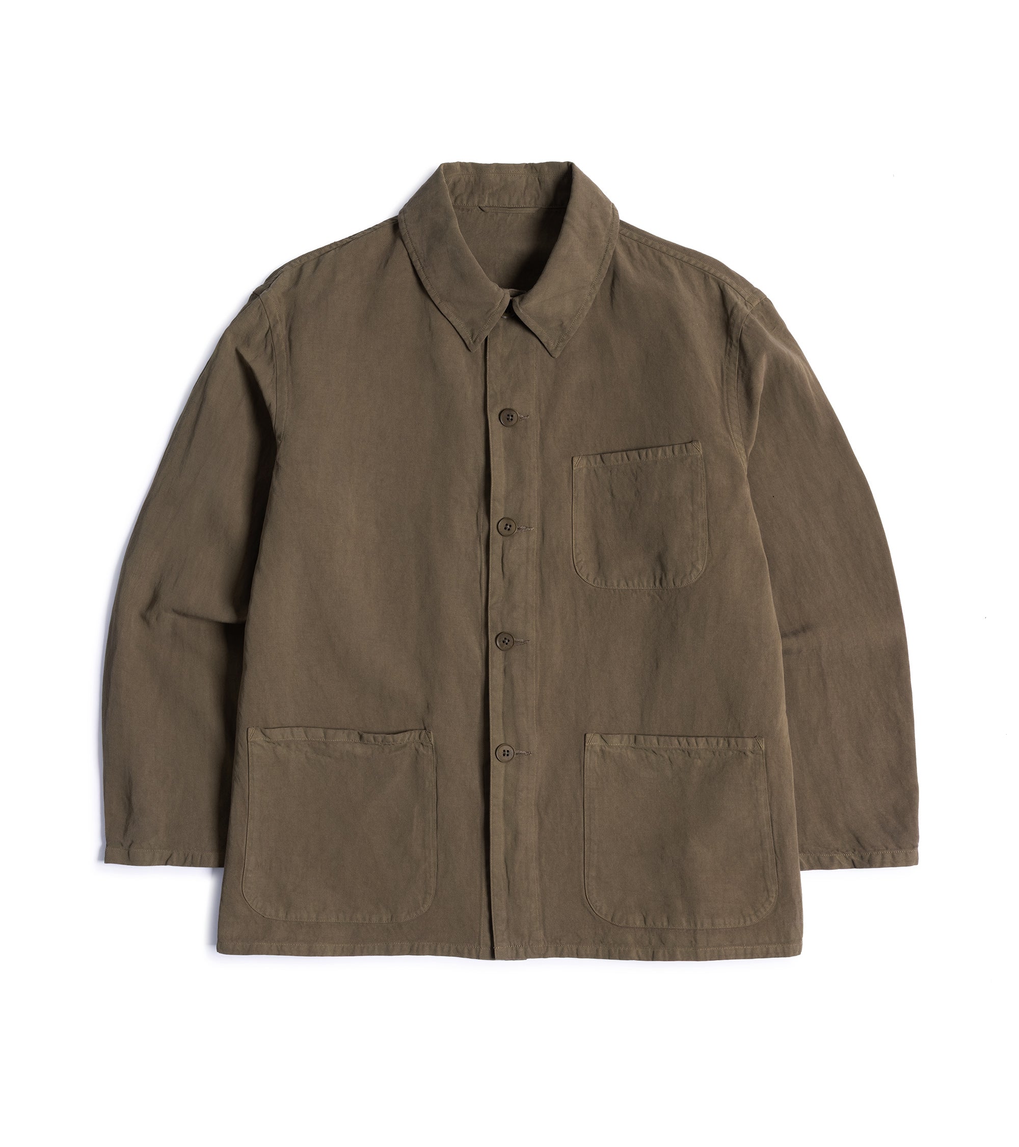 Kaptain Sunshine Cotton Linen Gabardine Work Shirt Jacket: Cub Brown