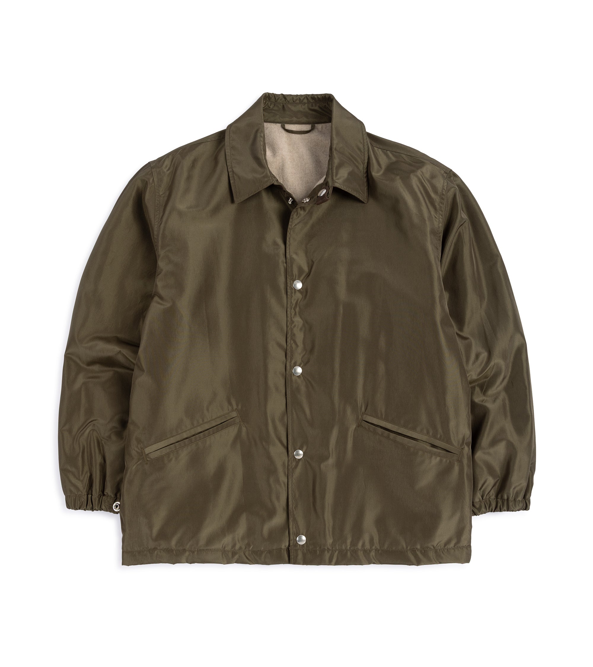 Kaptain Sunshine Silk Poly Coach Jacket: Olive