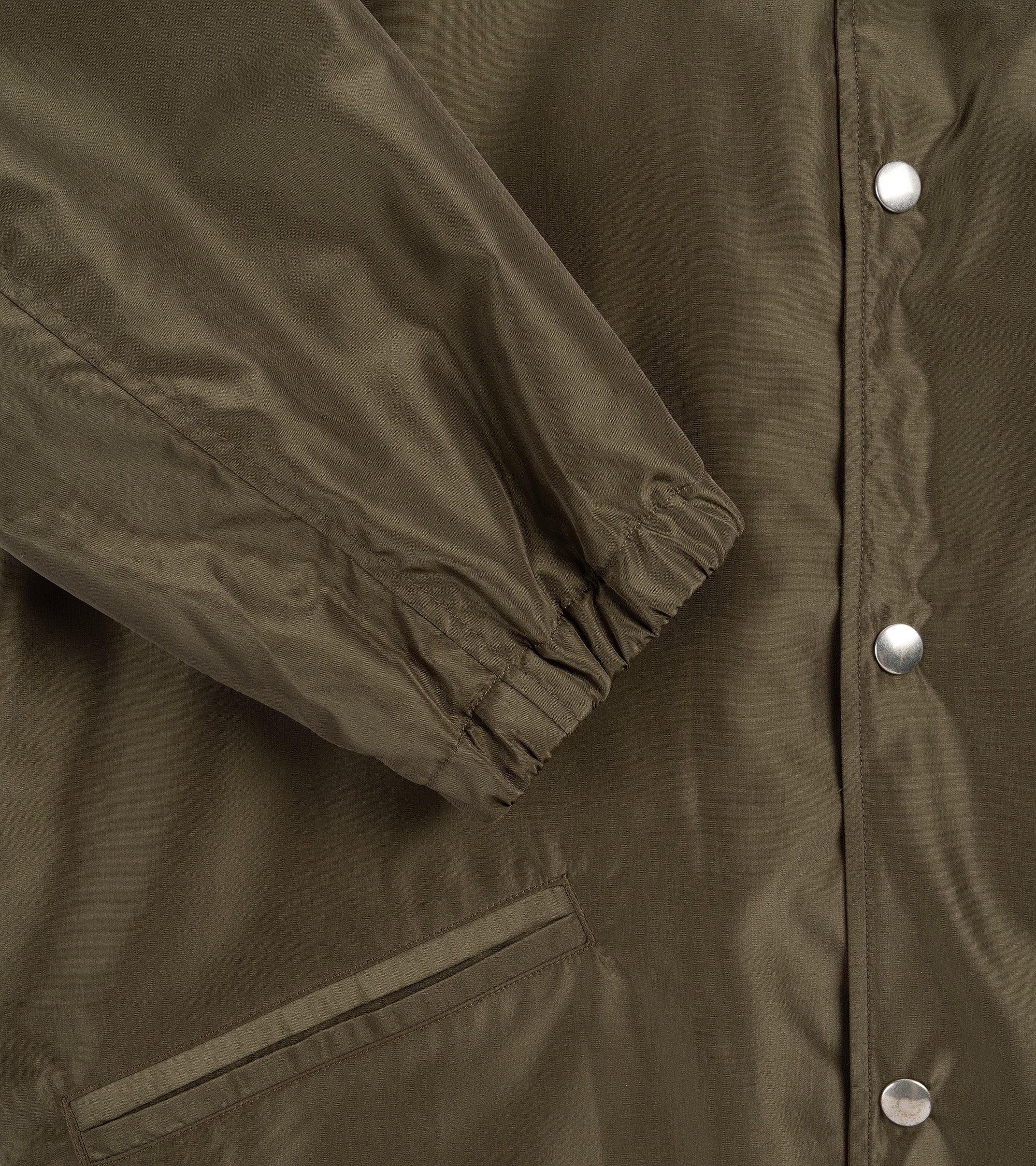 Kaptain Sunshine Silk Poly Coach Jacket: Olive