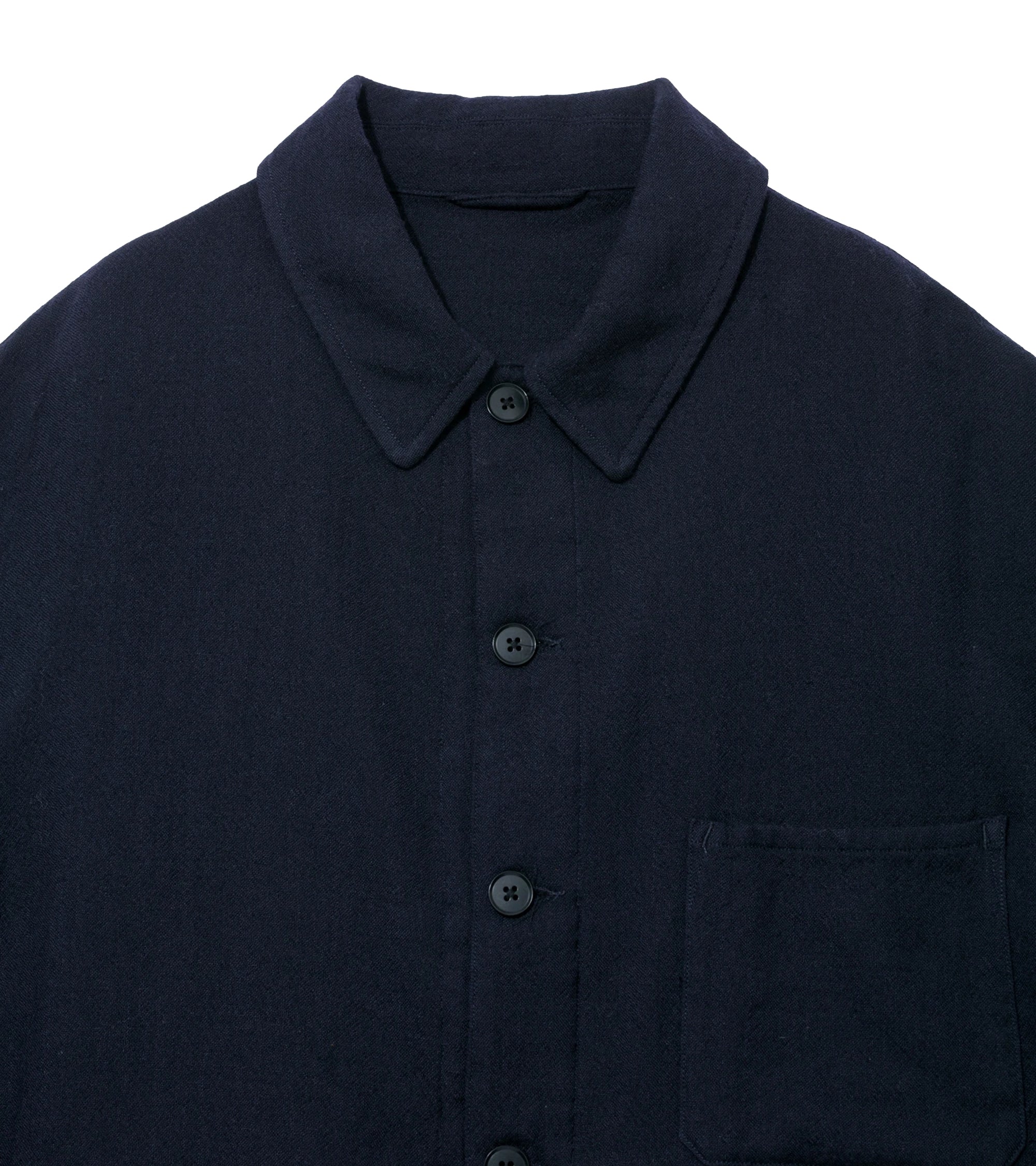 Kaptain Sunshine Wool Gauze Work Shirt Jacket: Navy