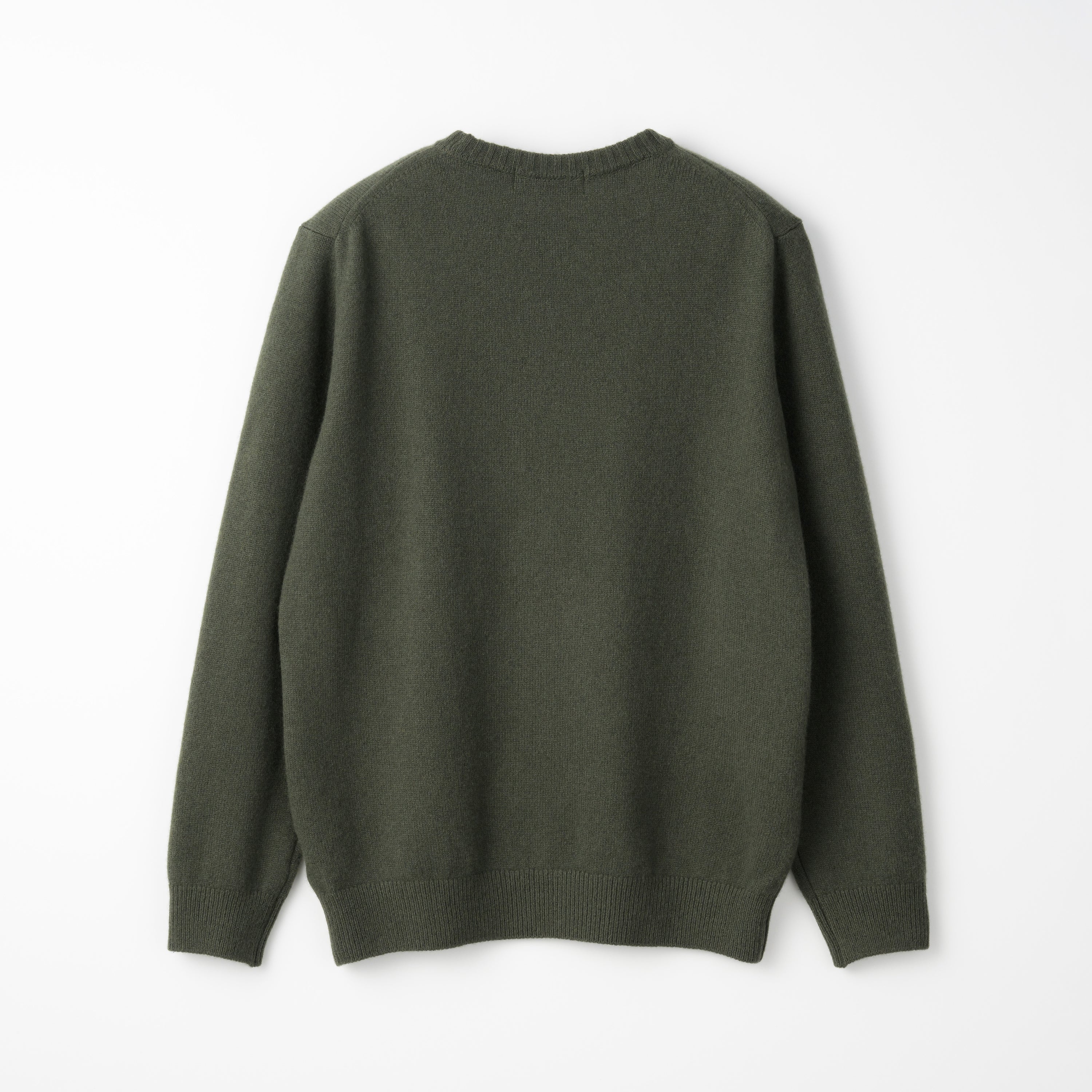 Mooncastle Wool Cashmere Silk Crew Neck Sweater: Moss Green