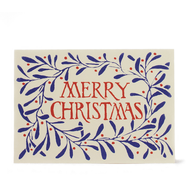 Cambridge Imprint Christmas Card: Wreath Blue