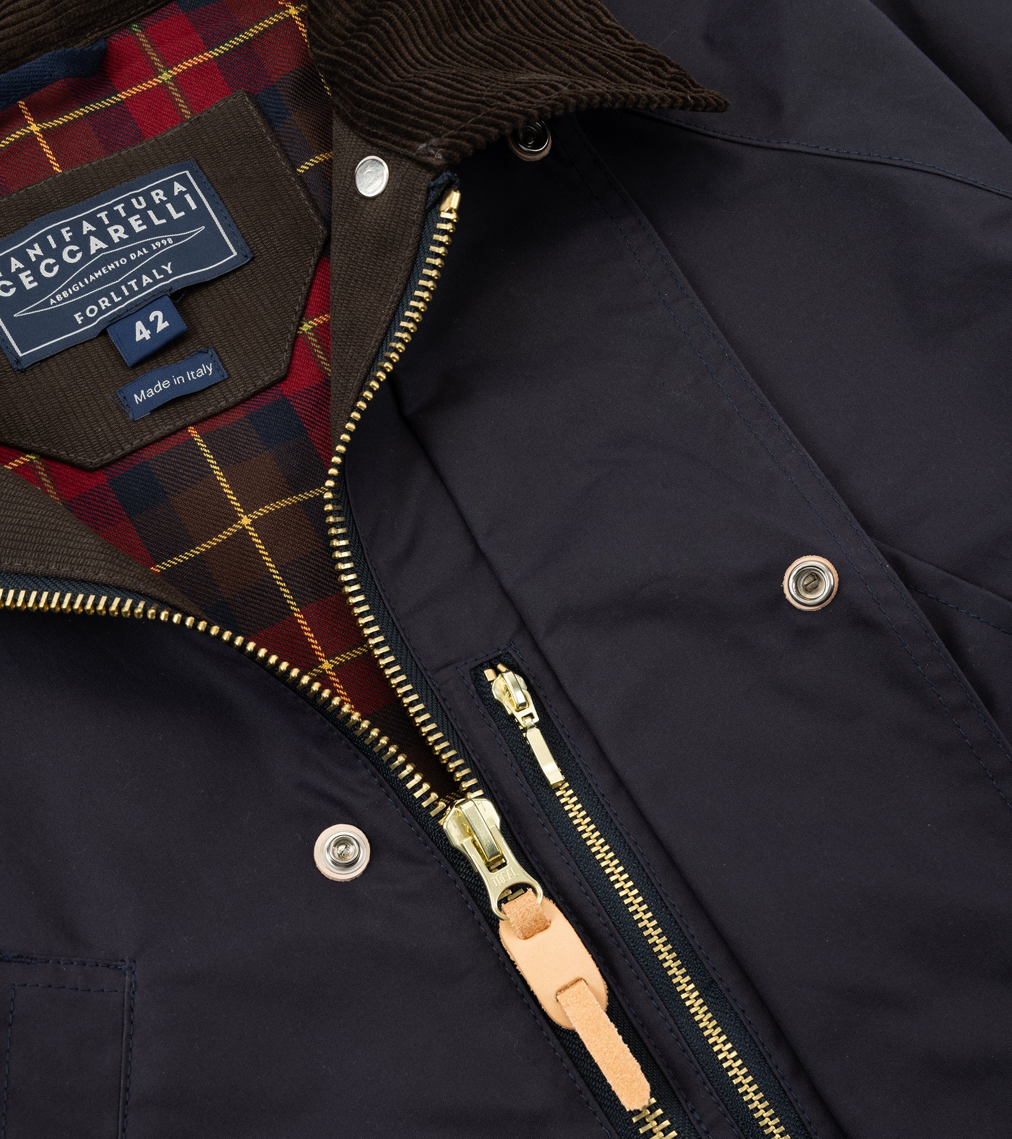 Manifattura Ceccarelli Rain Caban Dry Waxed Cotton Jacket: Navy