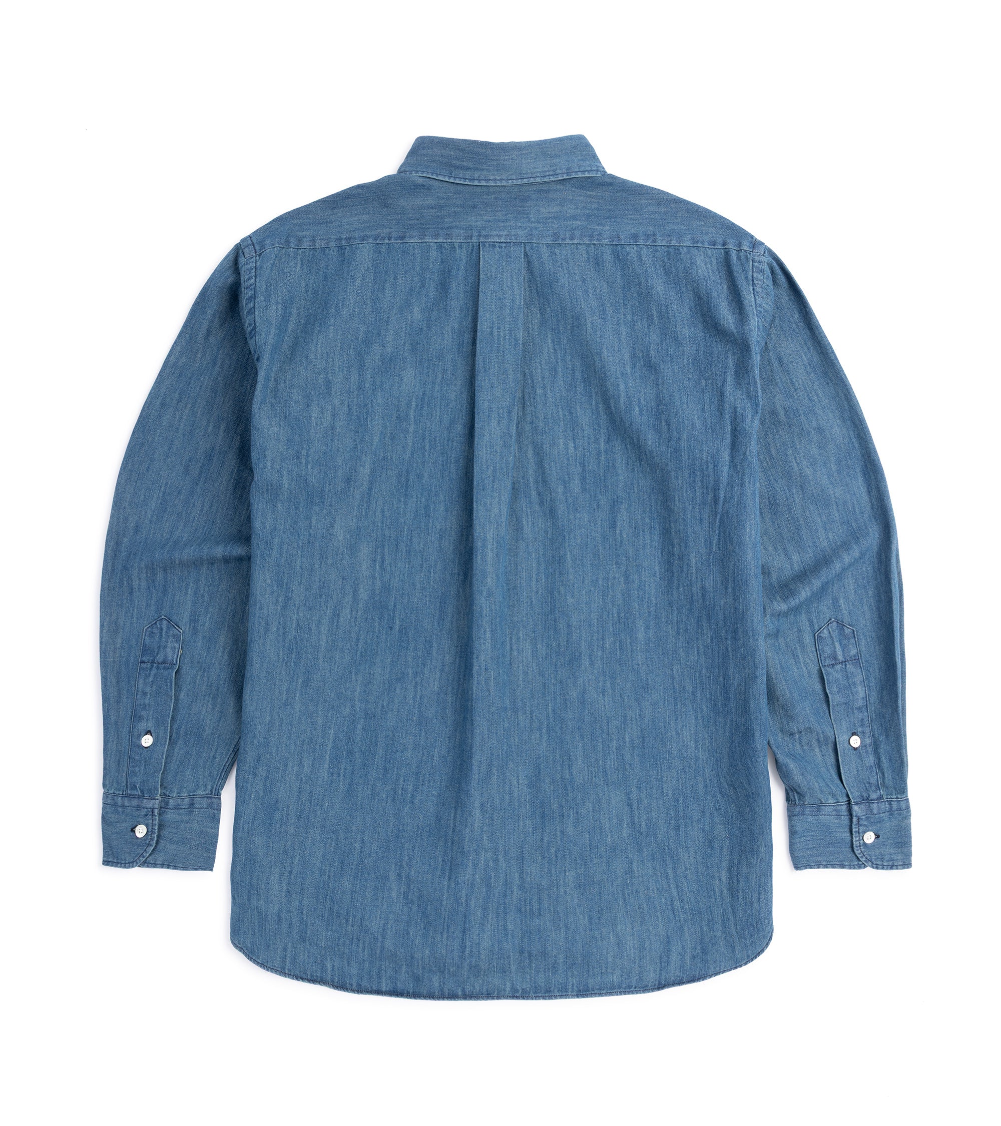 Manual Alphabet 6oz Denim Button Down Shirt: Navy