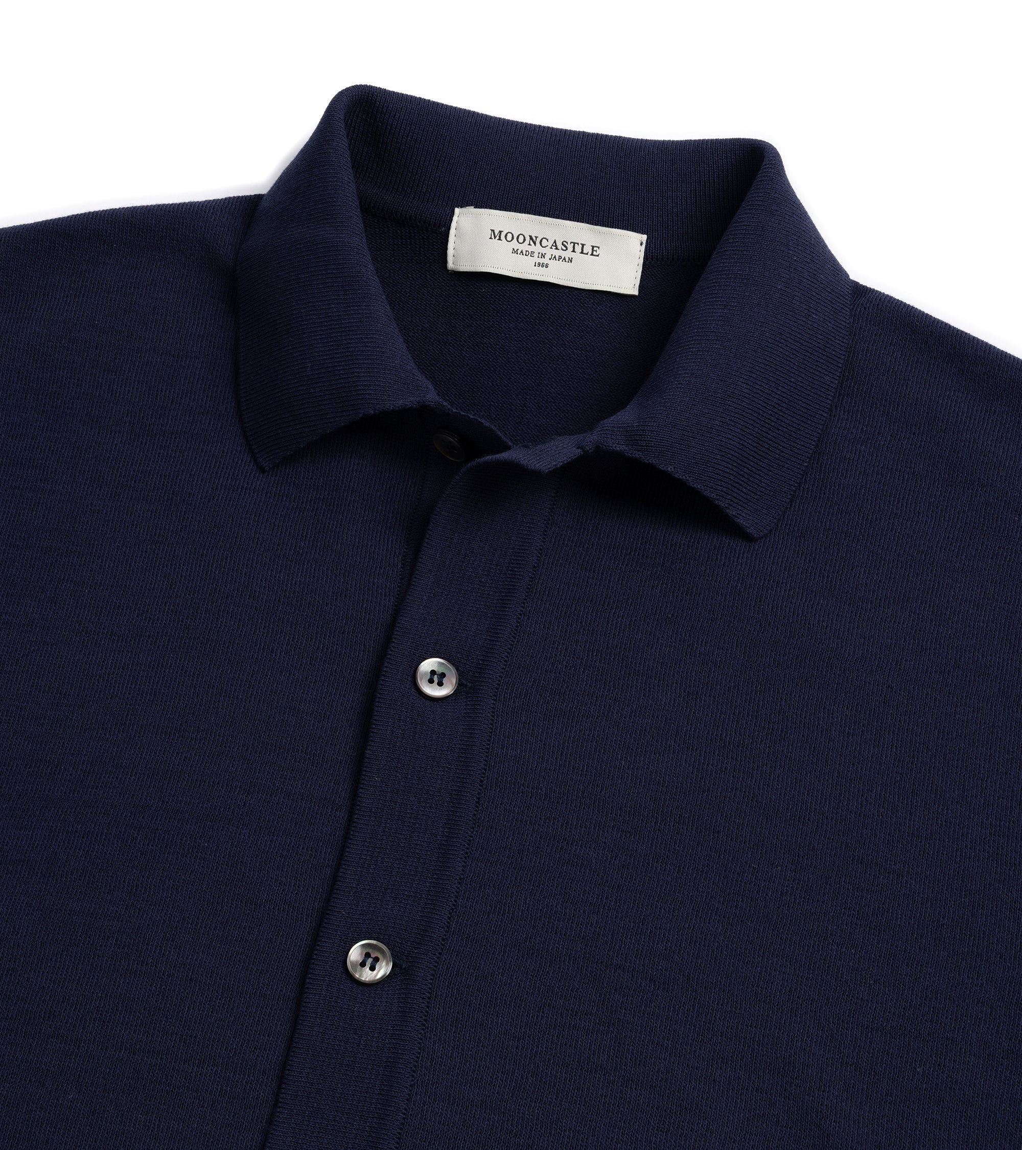 Mooncastle Ice Cotton Knit Open Collar Shirt: Navy