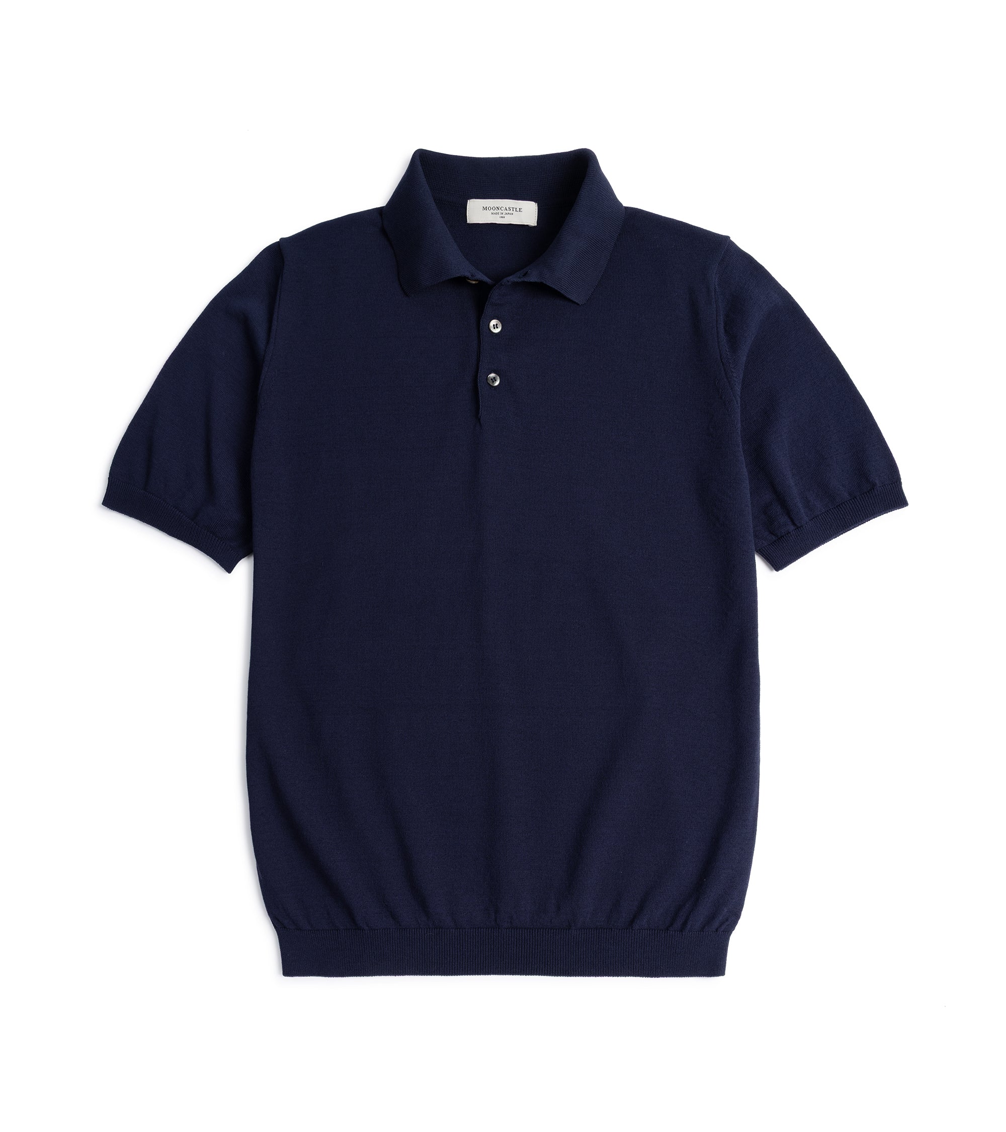 Mooncastle Ice Cotton Knit Polo Shirt: Navy
