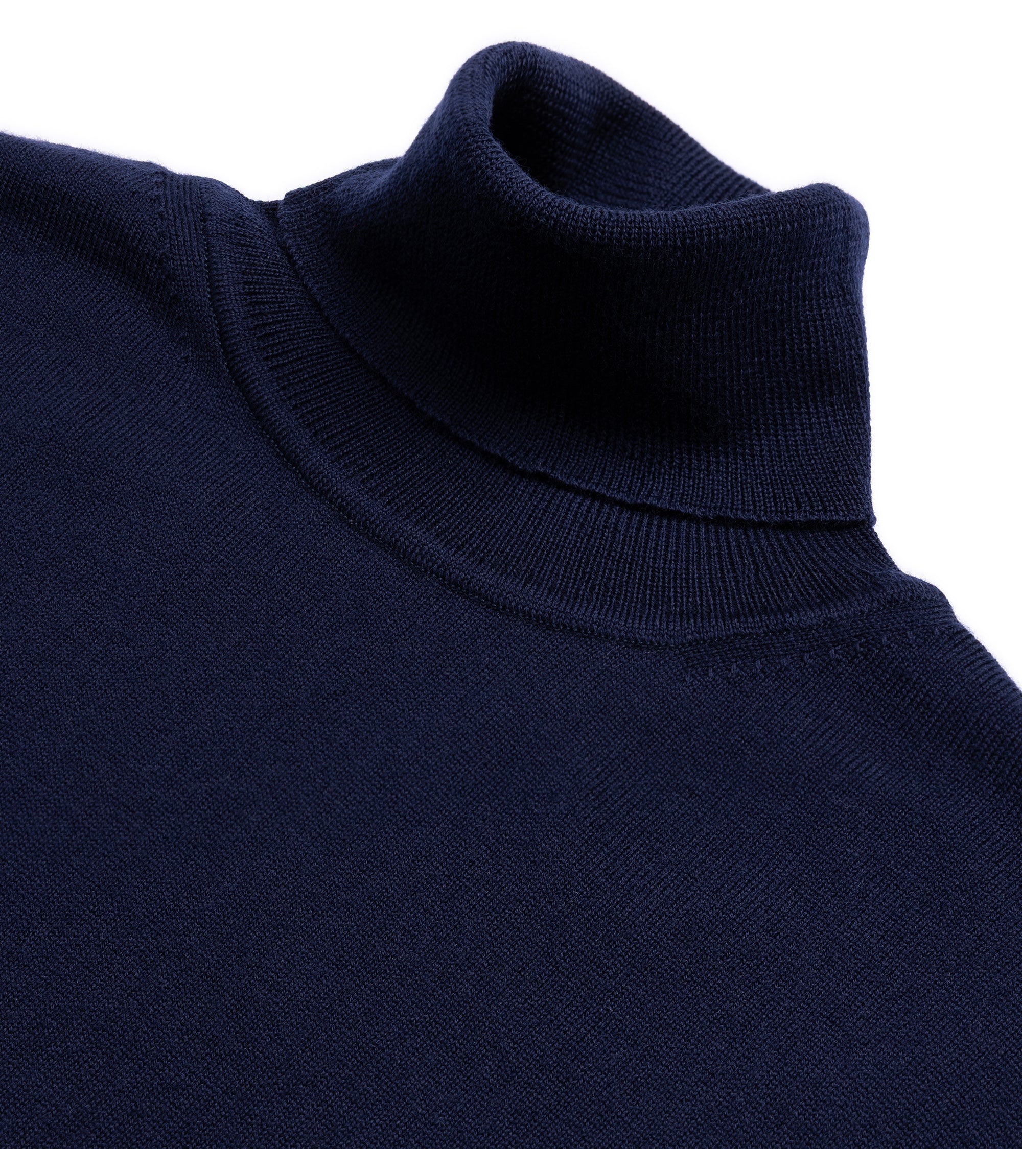 Mooncastle Lightweight Merino Roll Neck Sweater: Navy
