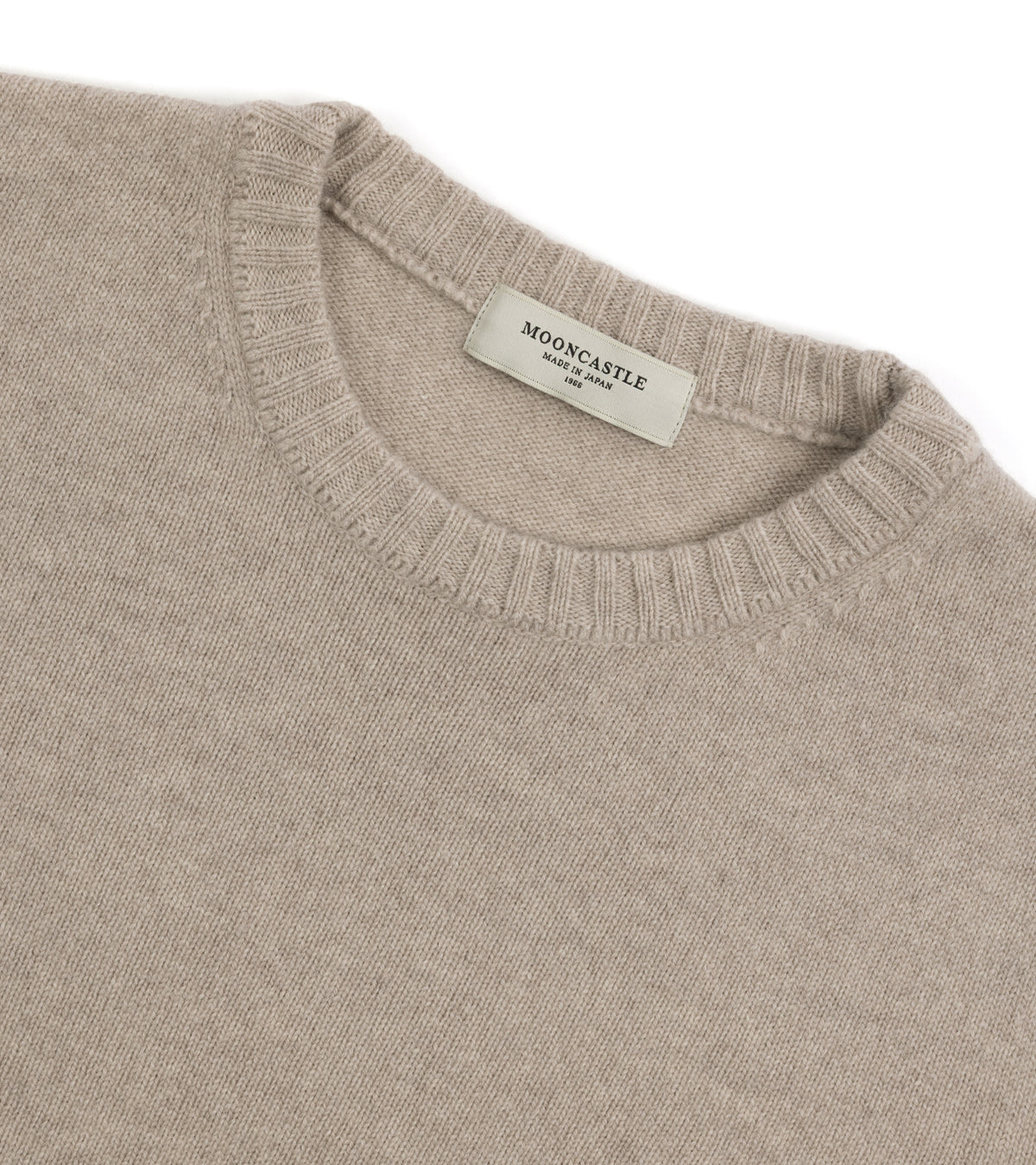 Mooncastle Wool Cashmere Silk Crew Neck Sweater: Beige Grey