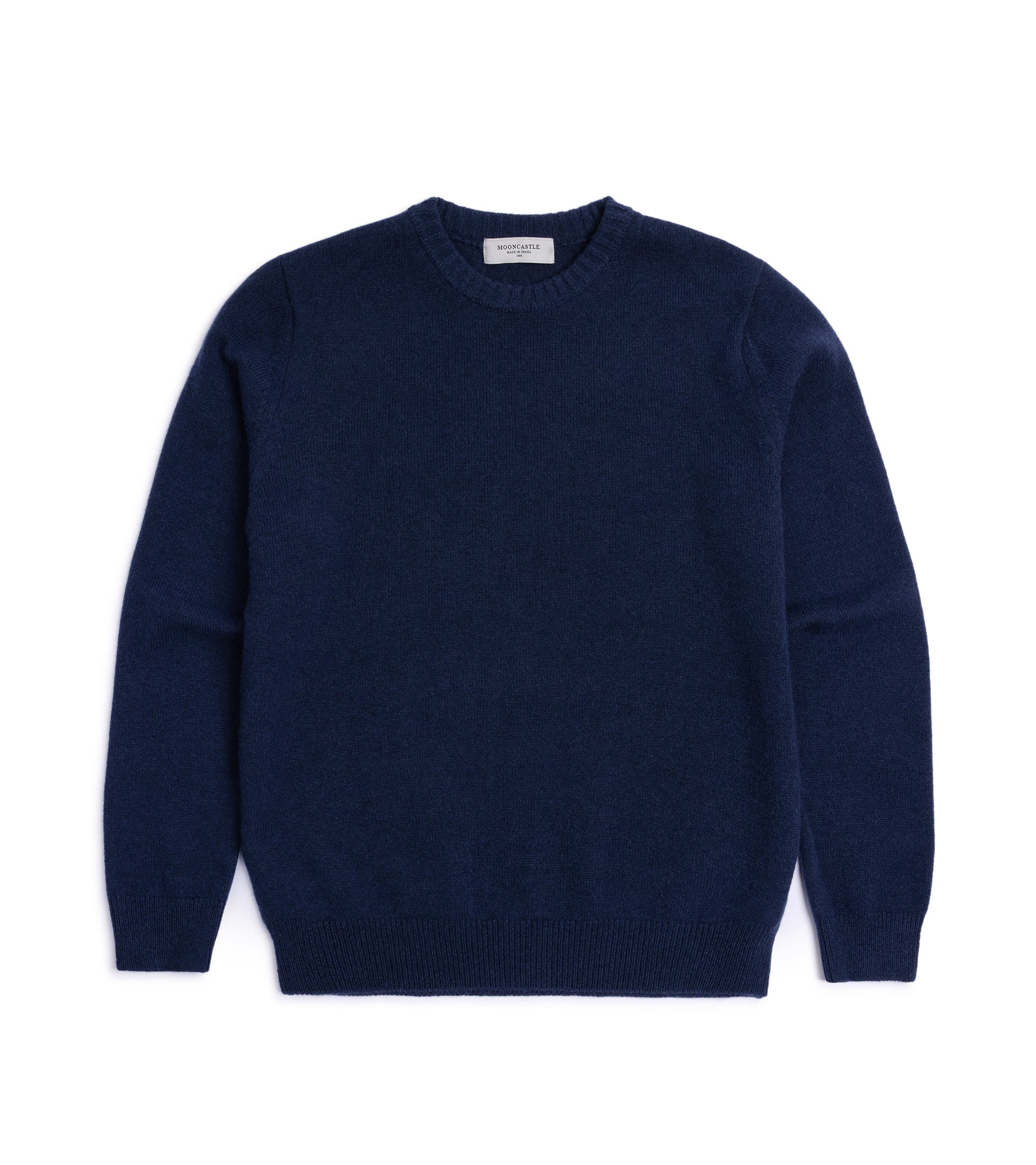 Mooncastle Wool Cashmere Silk Crew Neck Sweater: Navy