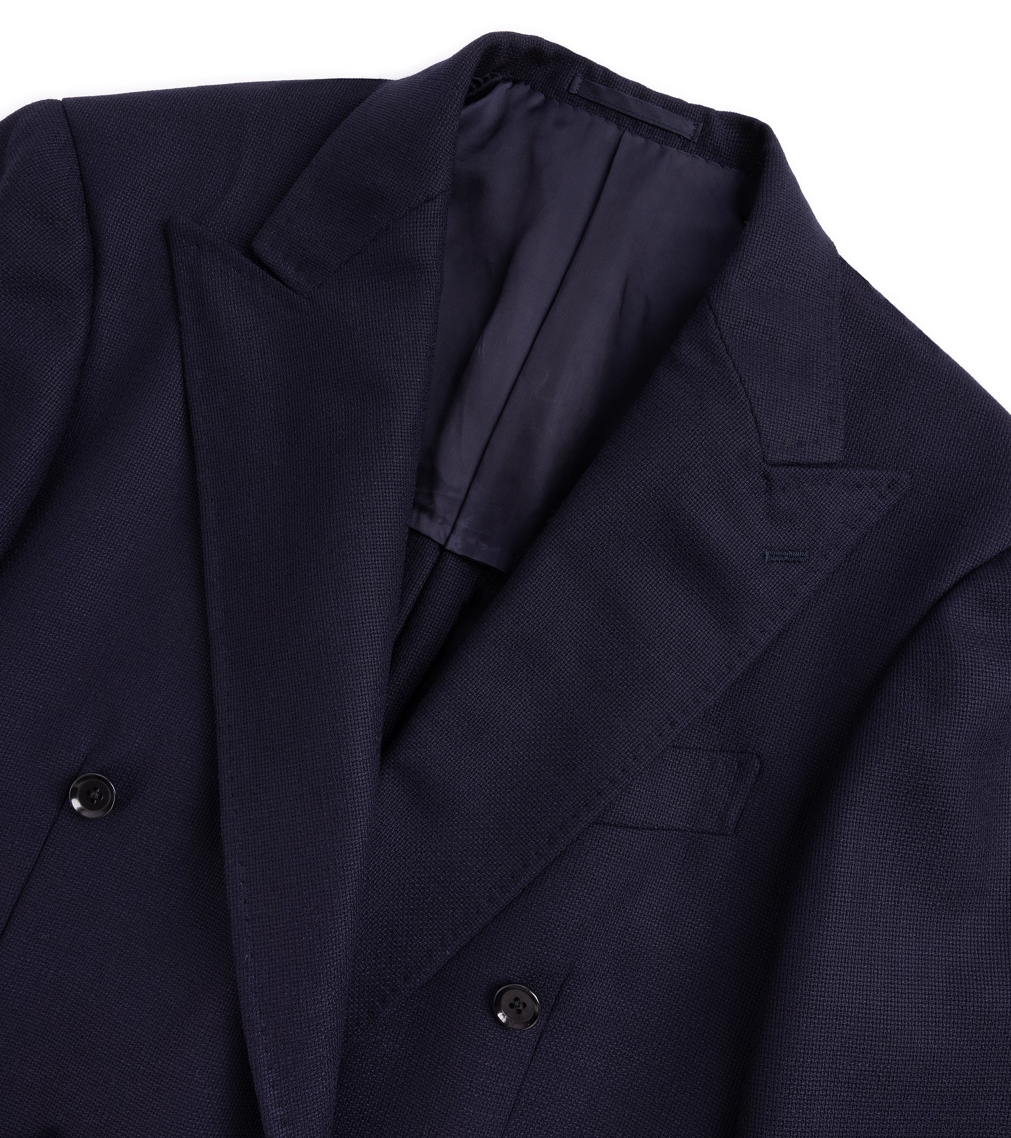 Ring Jacket Wool Mesh Balloon Double Breasted Jacket: Navy