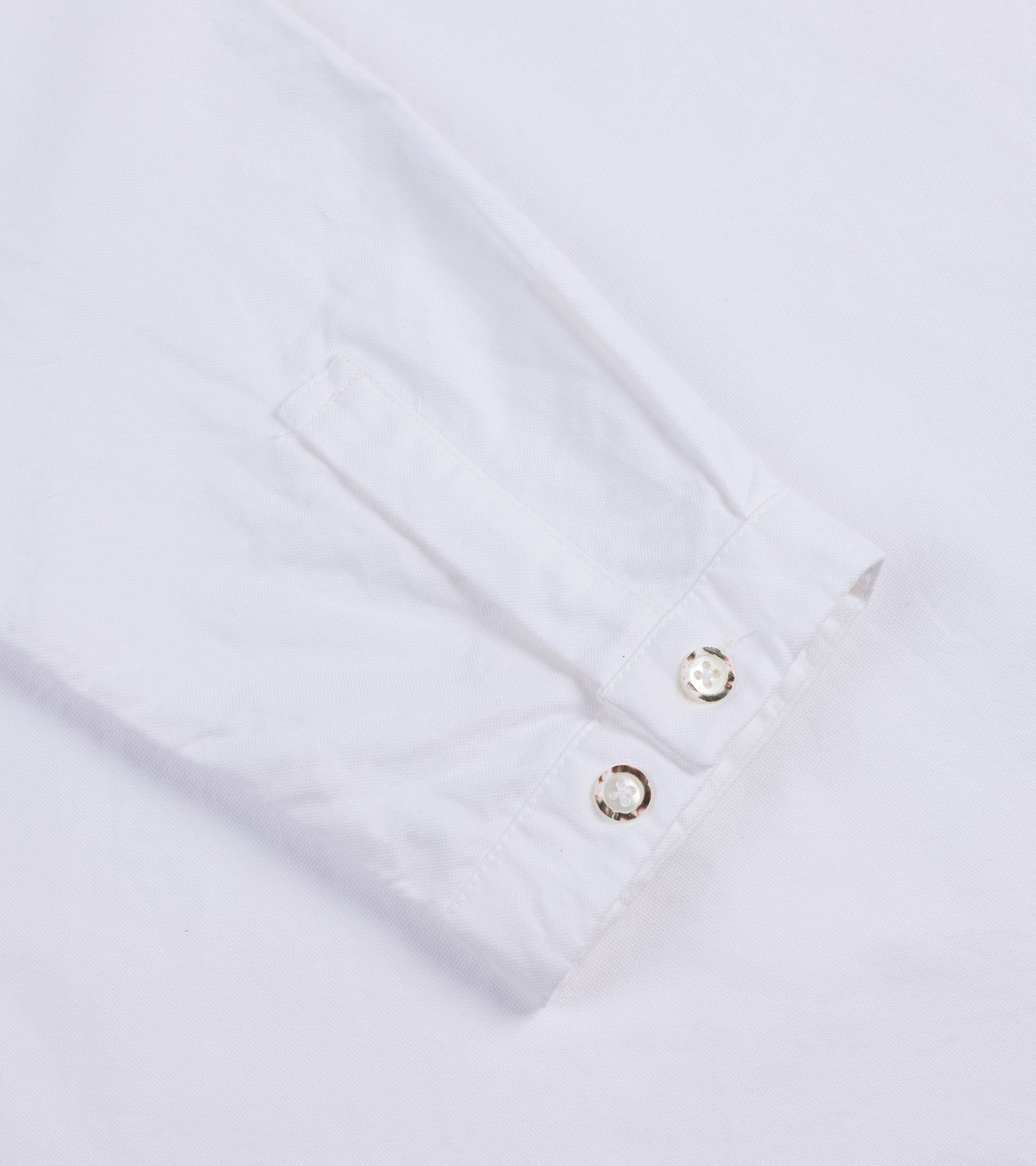 Sage de Cret Cotton Oxford Stand Collar Popover Shirt: Off White