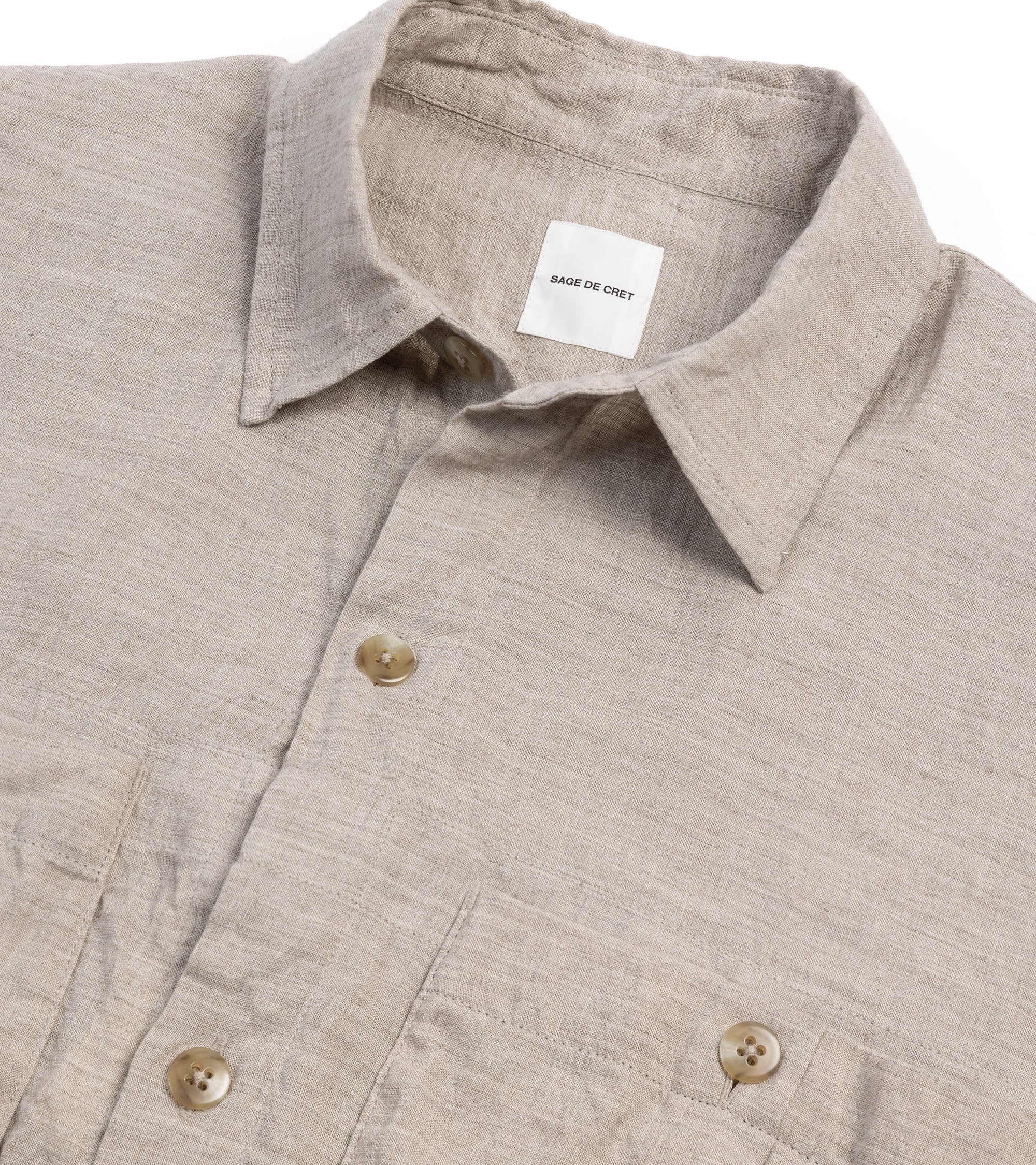 Sage de Cret Linen Cotton Washed Lawn Cloth Work Shirt Jacket: Ecru