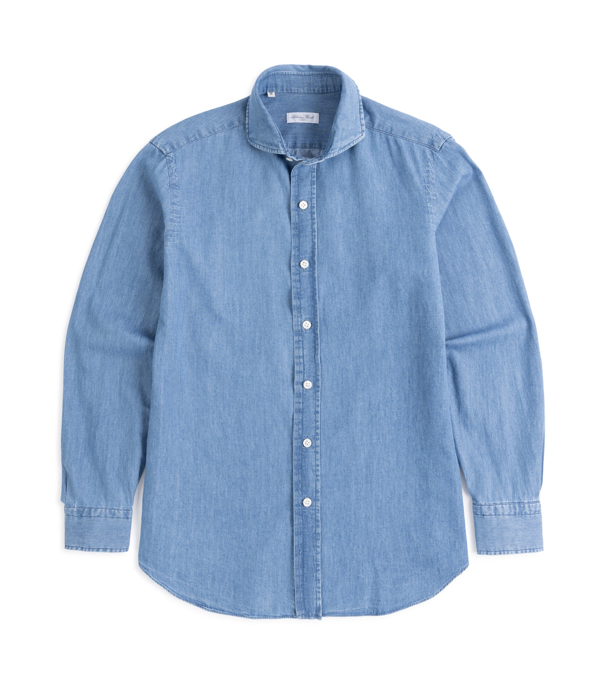 Salvatore Piccolo Cotton Chambray Shirt: Light Blue