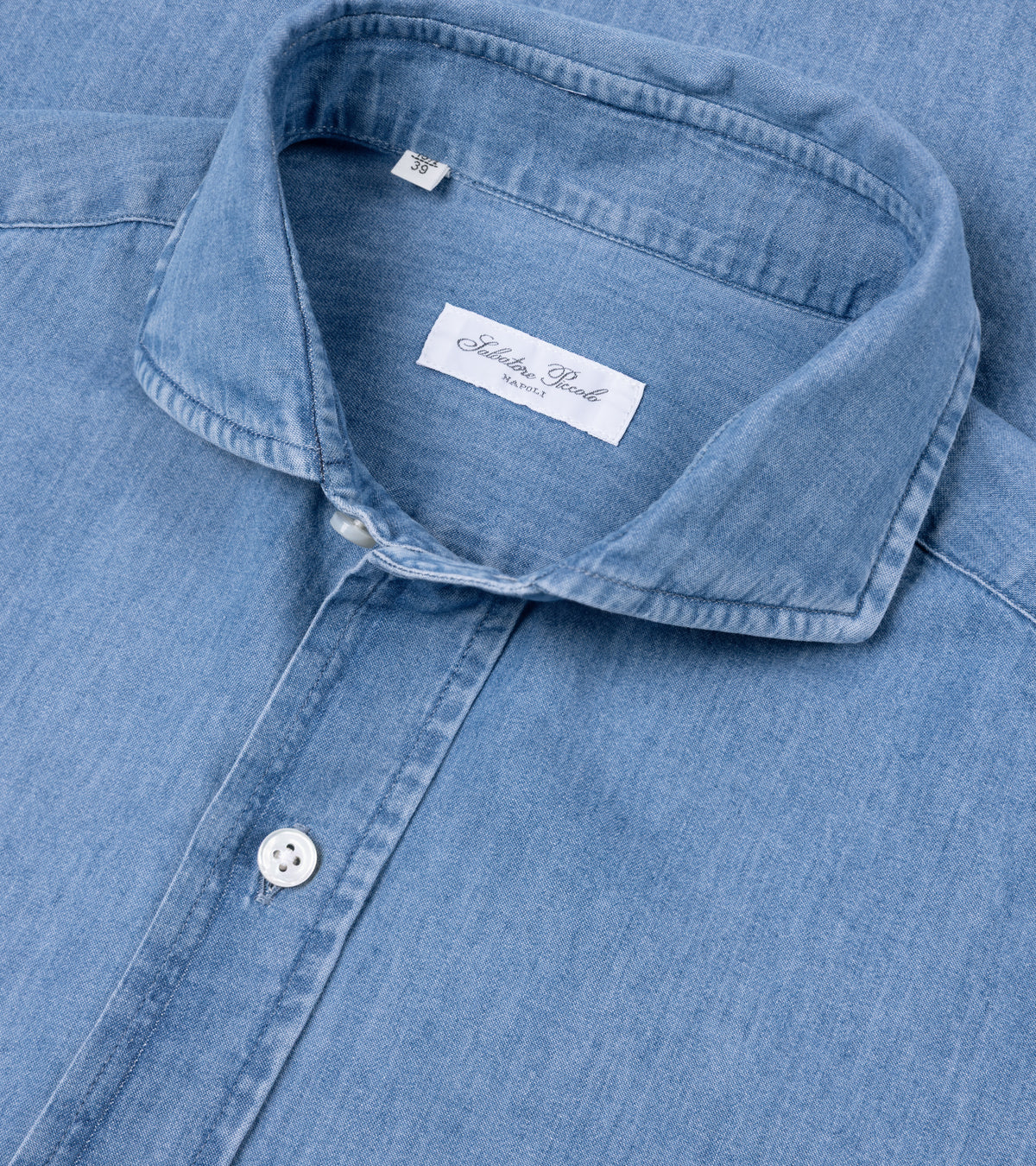 Salvatore Piccolo Cotton Chambray Shirt: Light Blue