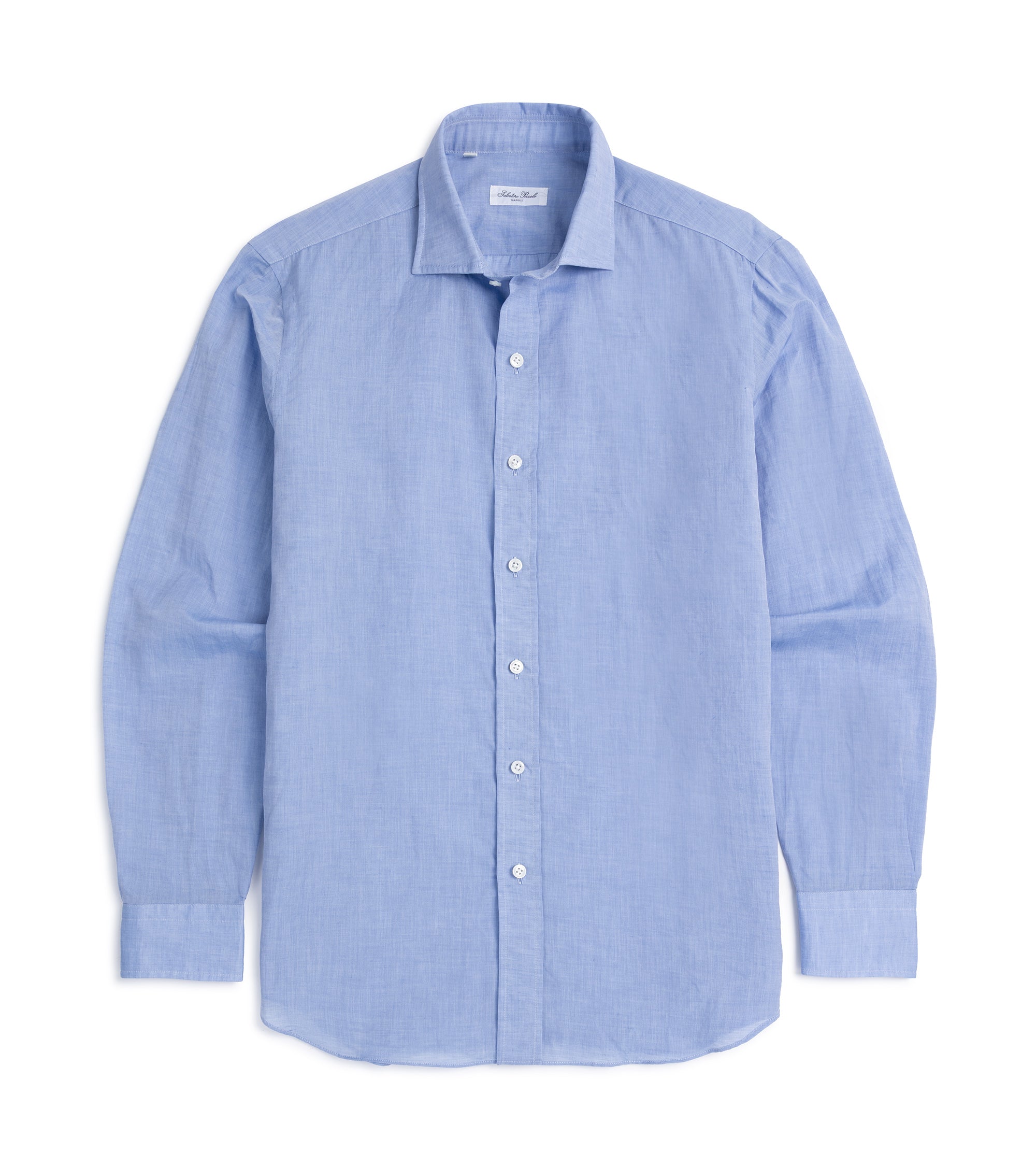 Salvatore Piccolo Cotton Linen Formal Shirt: Blue