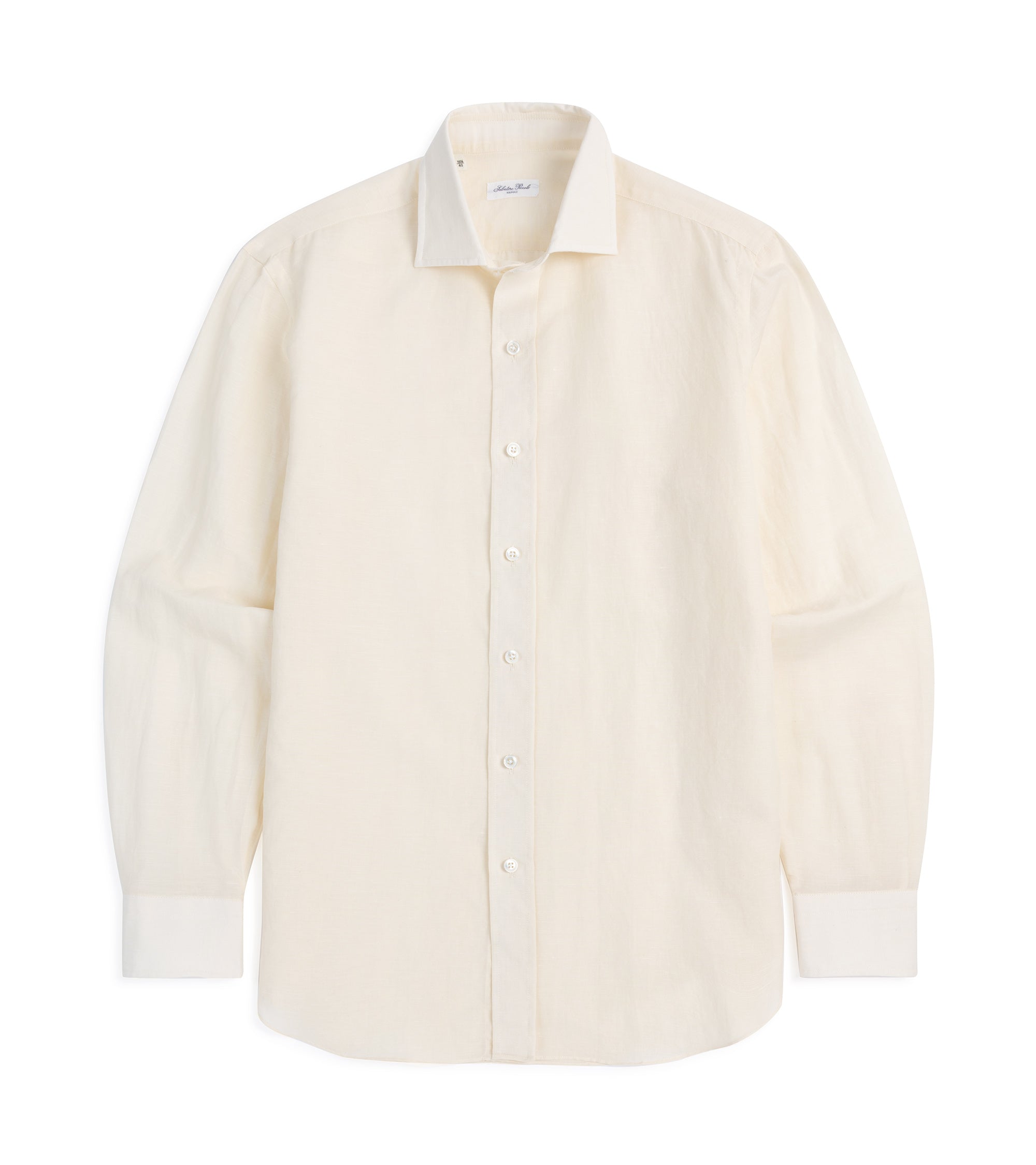 Salvatore Piccolo Cotton Linen Formal Shirt: Cream