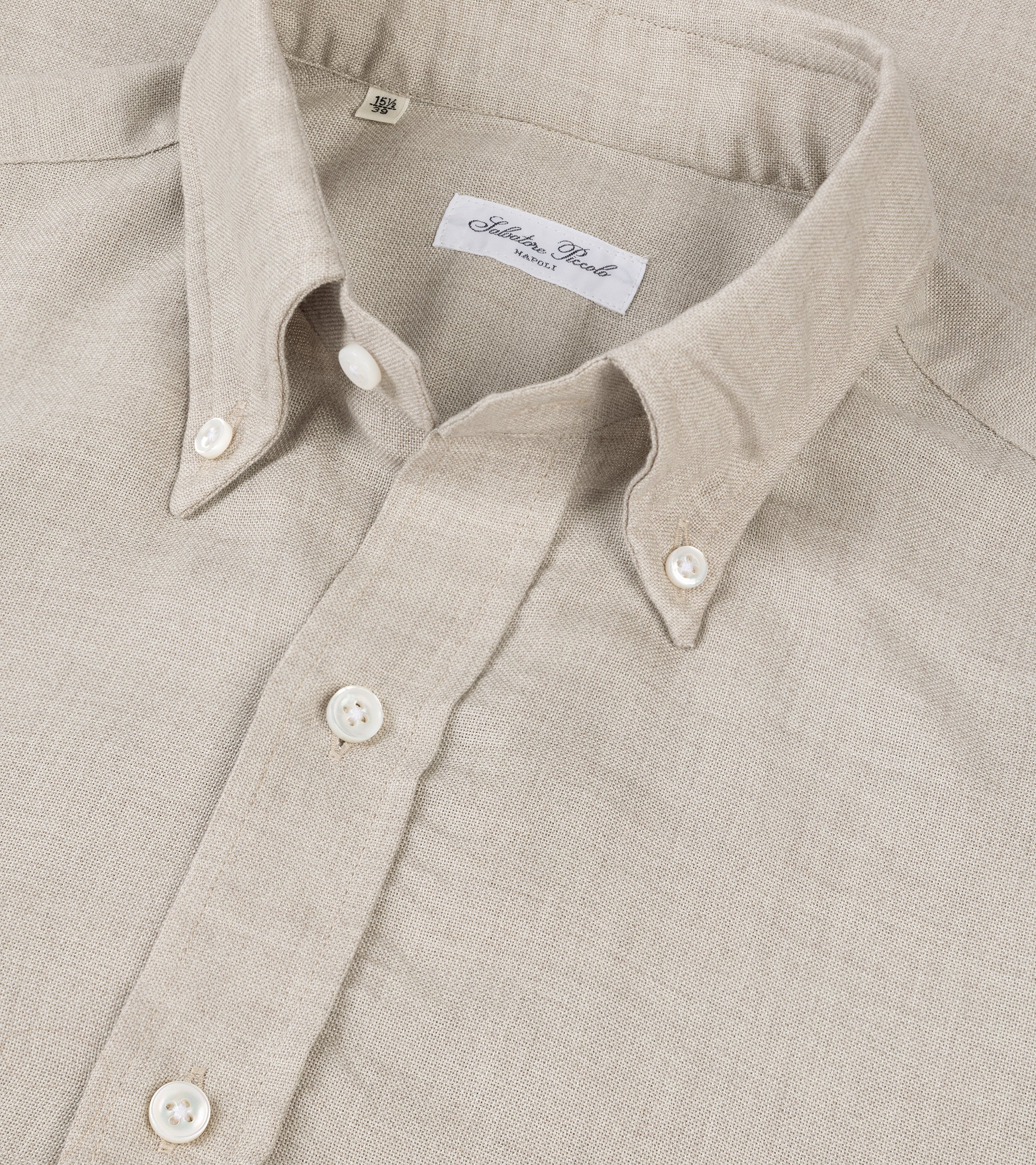 Salvatore Piccolo Modal Wool Button Down Shirt: Sand