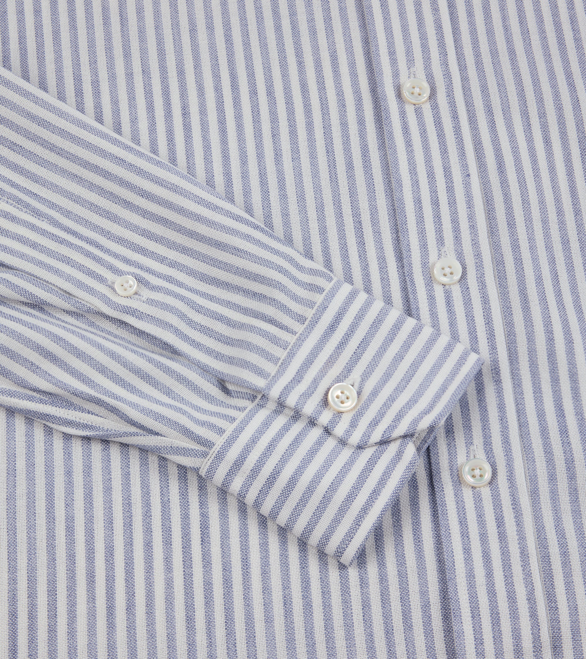 Salvatore Piccolo Modal Wool Stripe Button Down Shirt: Blue