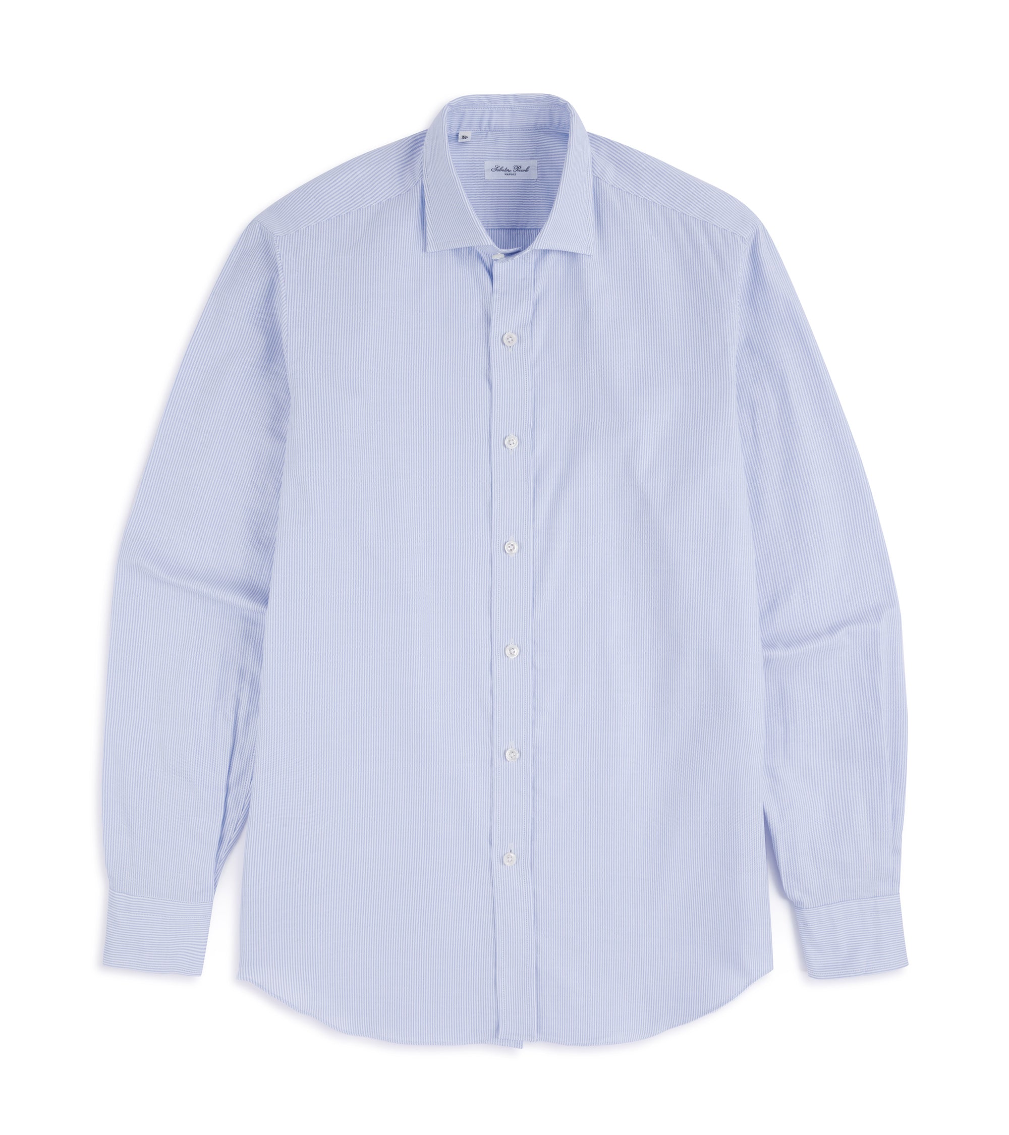 Salvatore Piccolo Soft Cotton Oxford Narrow Stripe Shirt: Blue