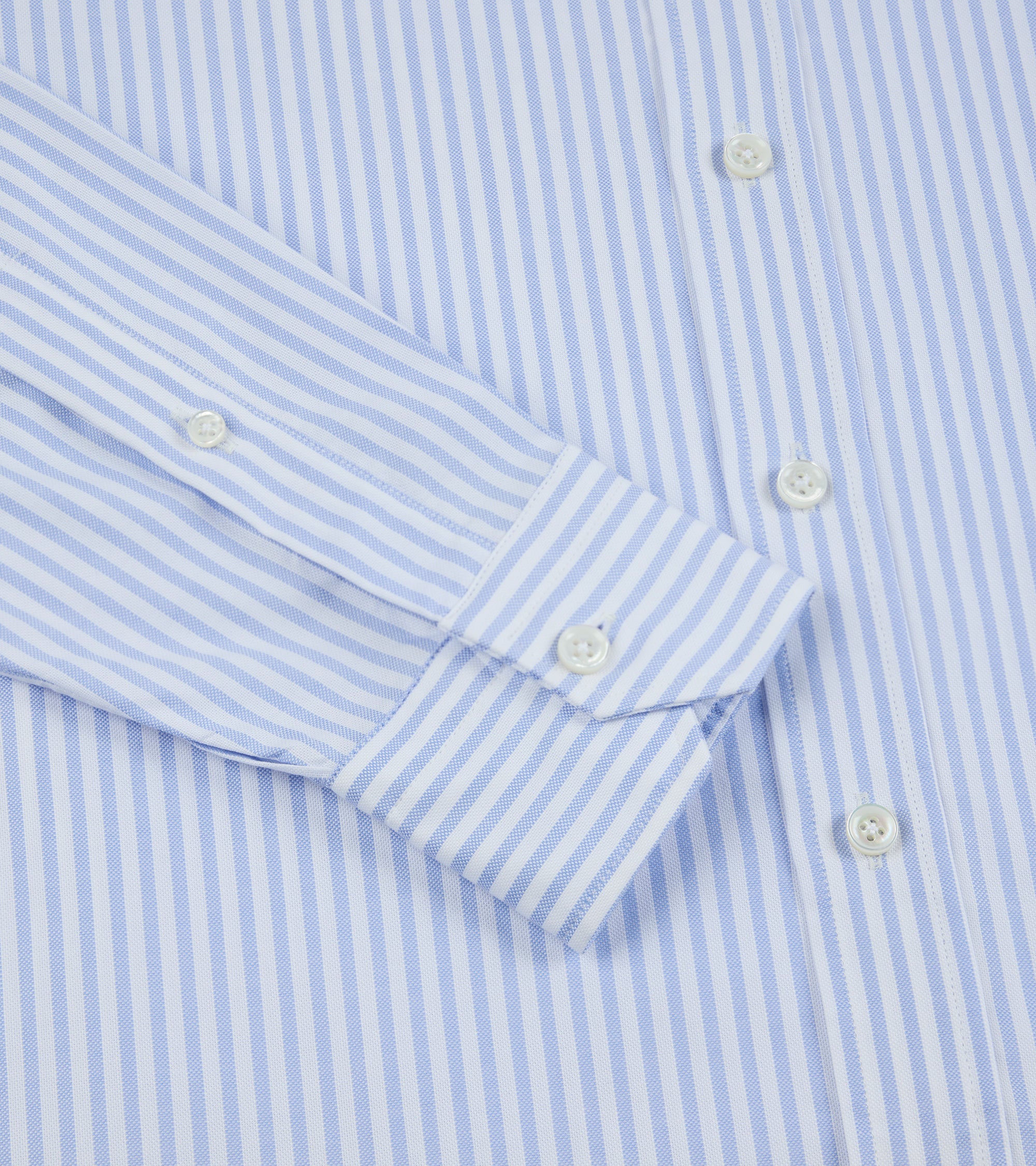 Salvatore Piccolo Soft Cotton Oxford Wide Stripe Shirt: Blue