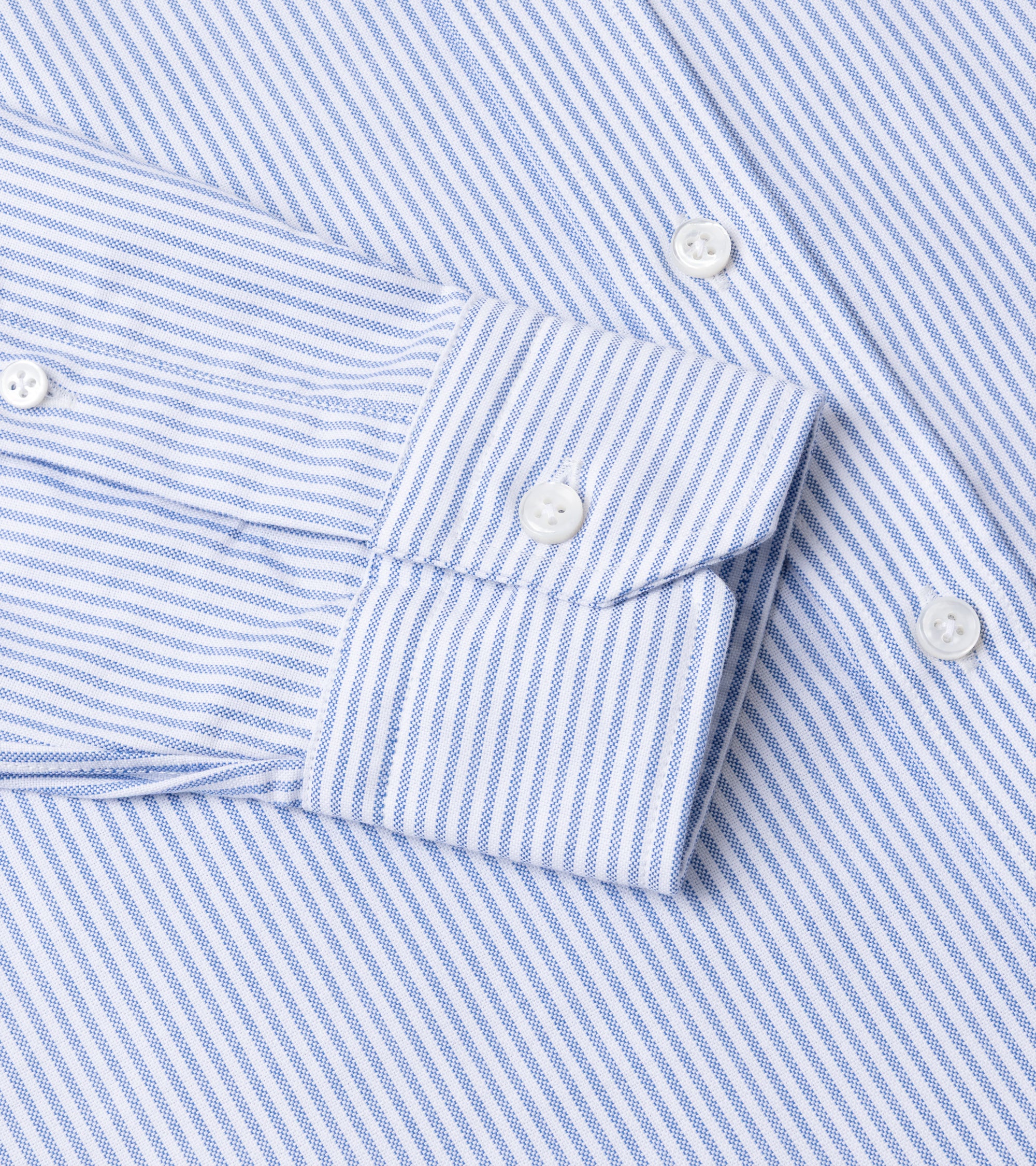 Salvatore Piccolo Striped Cotton Oxford Shirt in blue, product photo.
