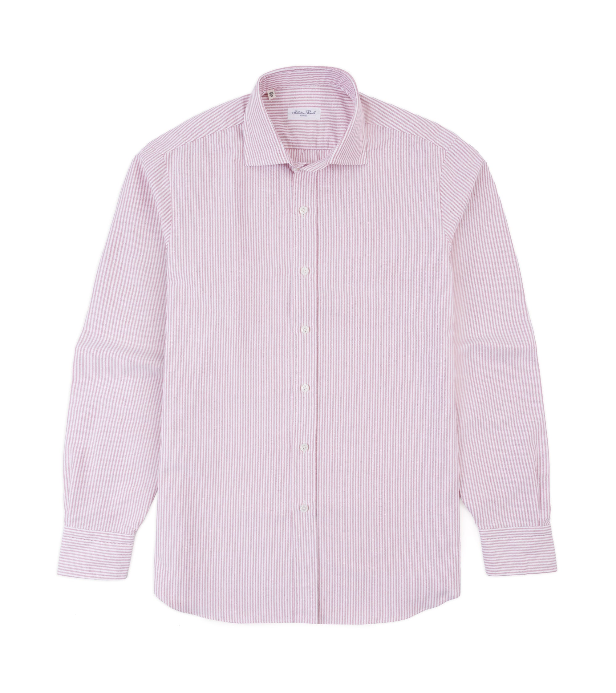 Salvatore Piccolo Striped Cotton Oxford Shirt in red, product photo.