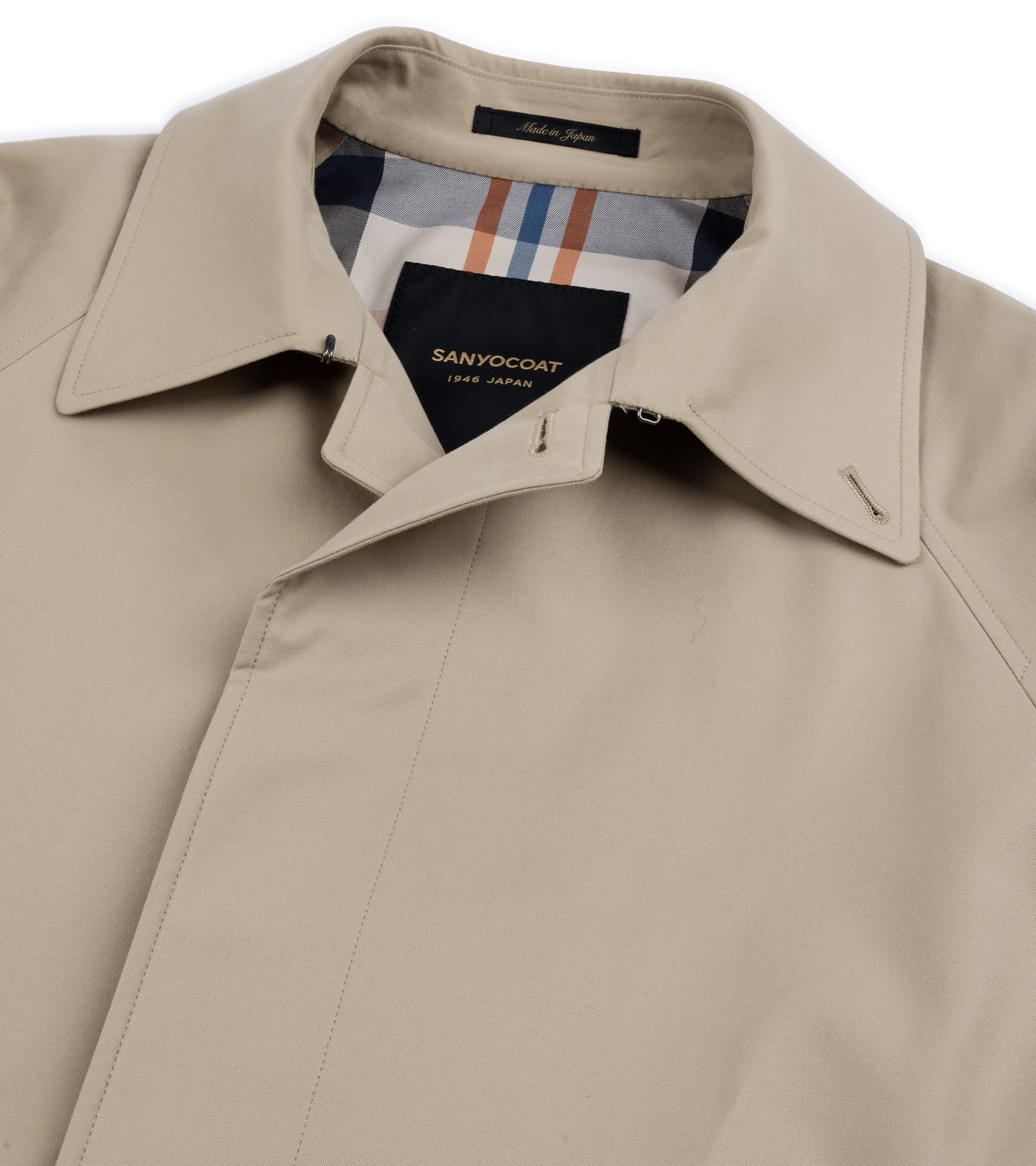 Sanyo 100 Year Lightweight Gabardine Balmacaan Coat: Beige