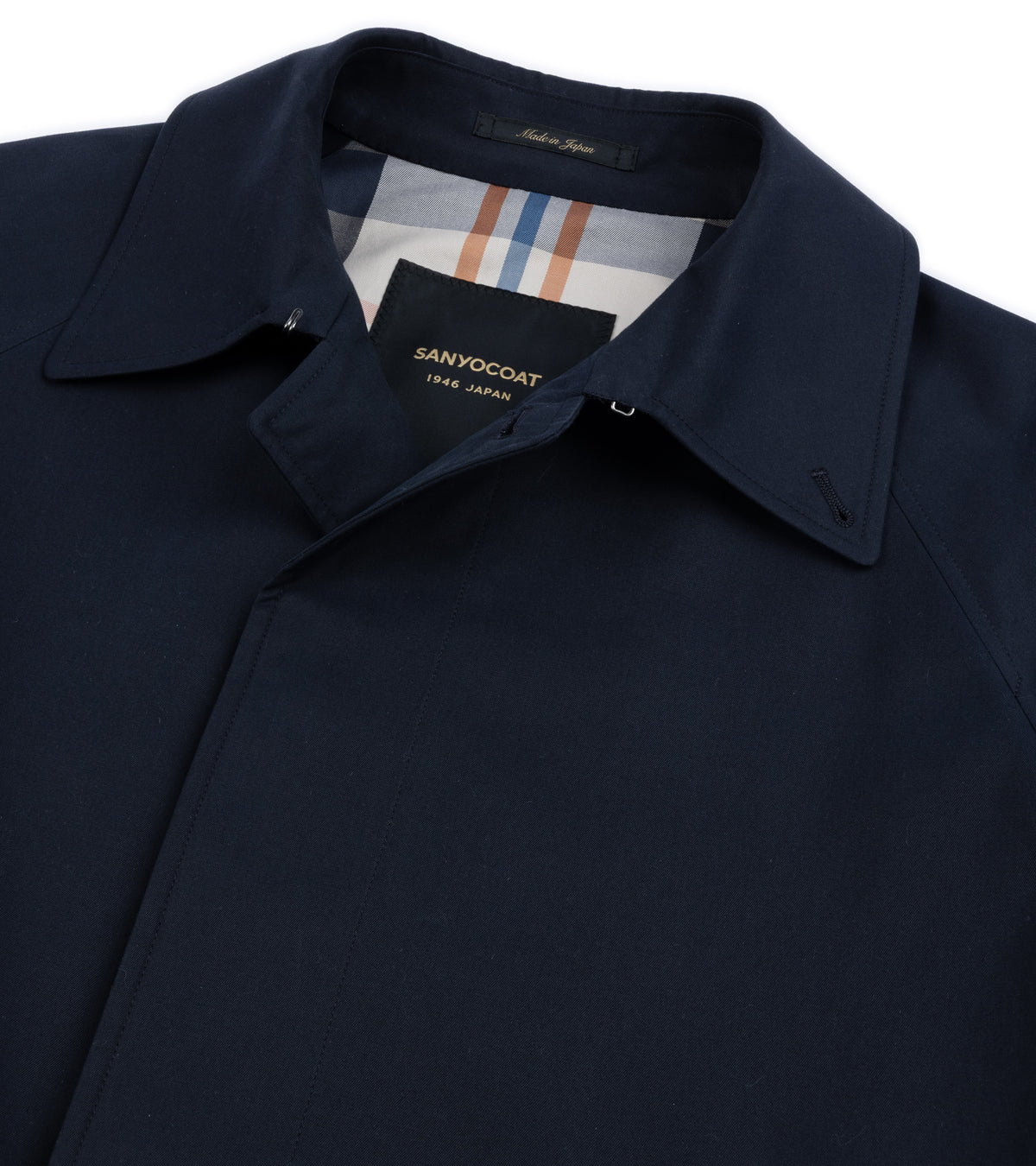 Sanyo 100 Year Lightweight Gabardine Balmacaan Coat: Navy