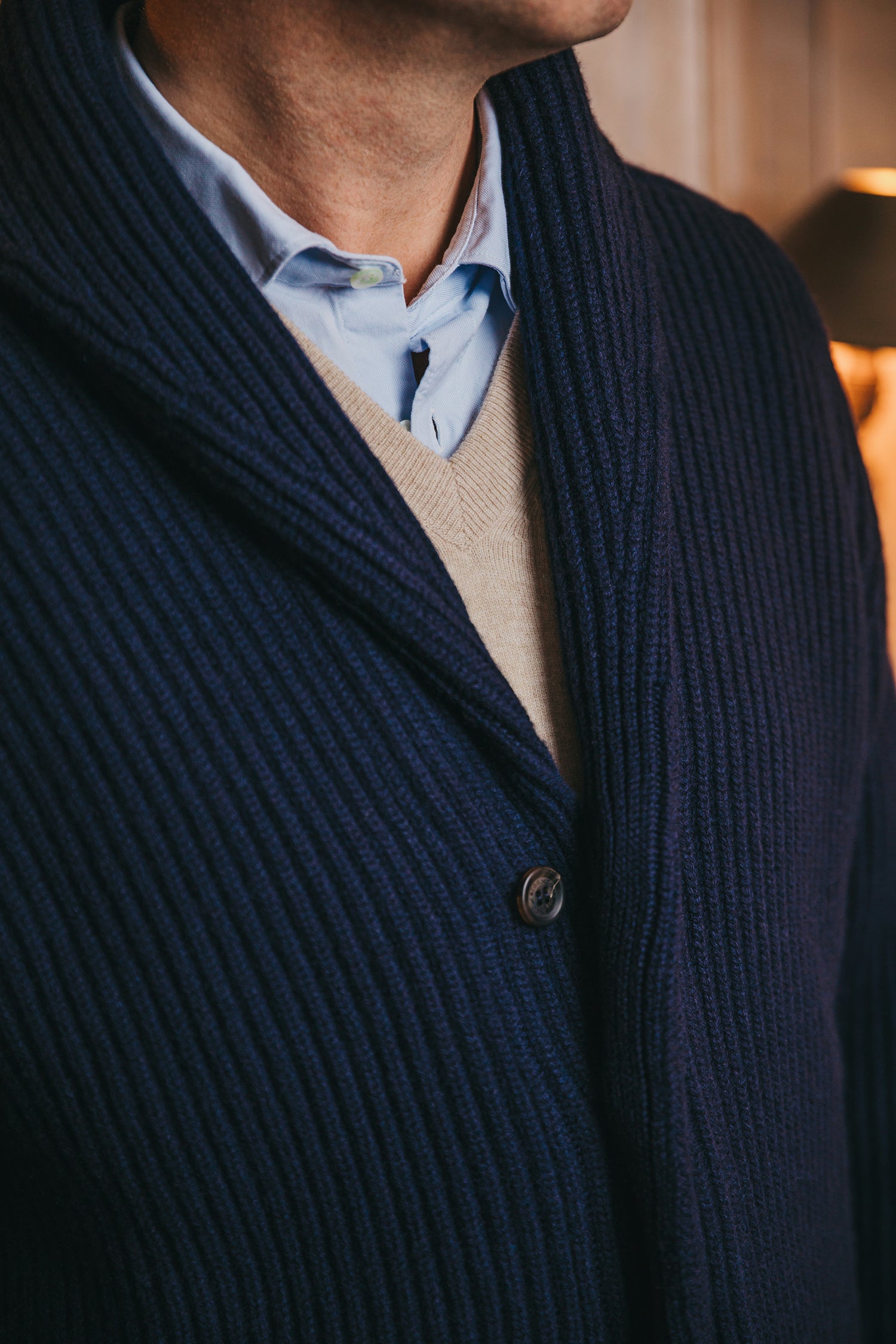 Begg x Co Yacht Cashmere Cardigan: Navy