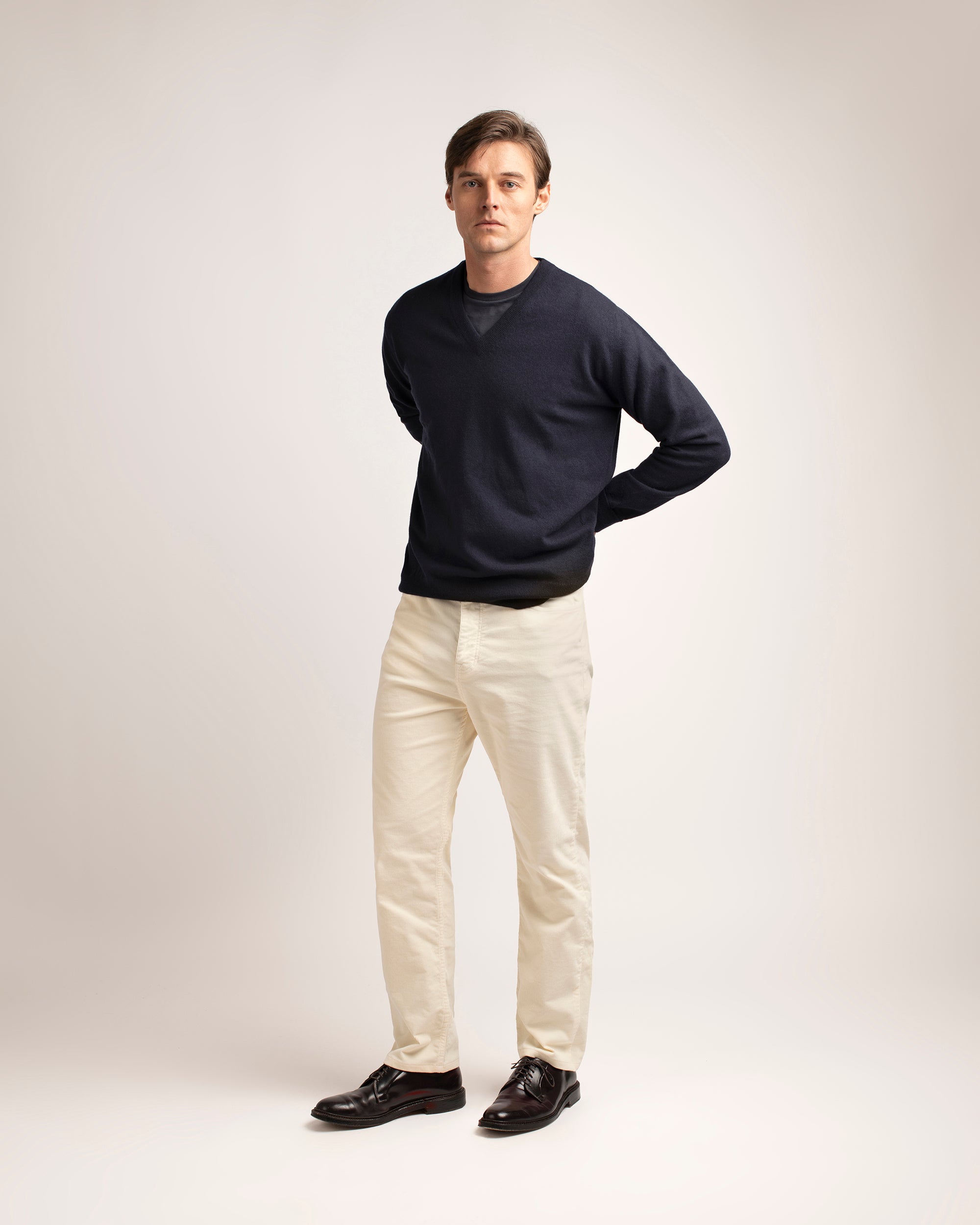 Trunk Duke Corduroy 5 Pocket Trousers: Off White