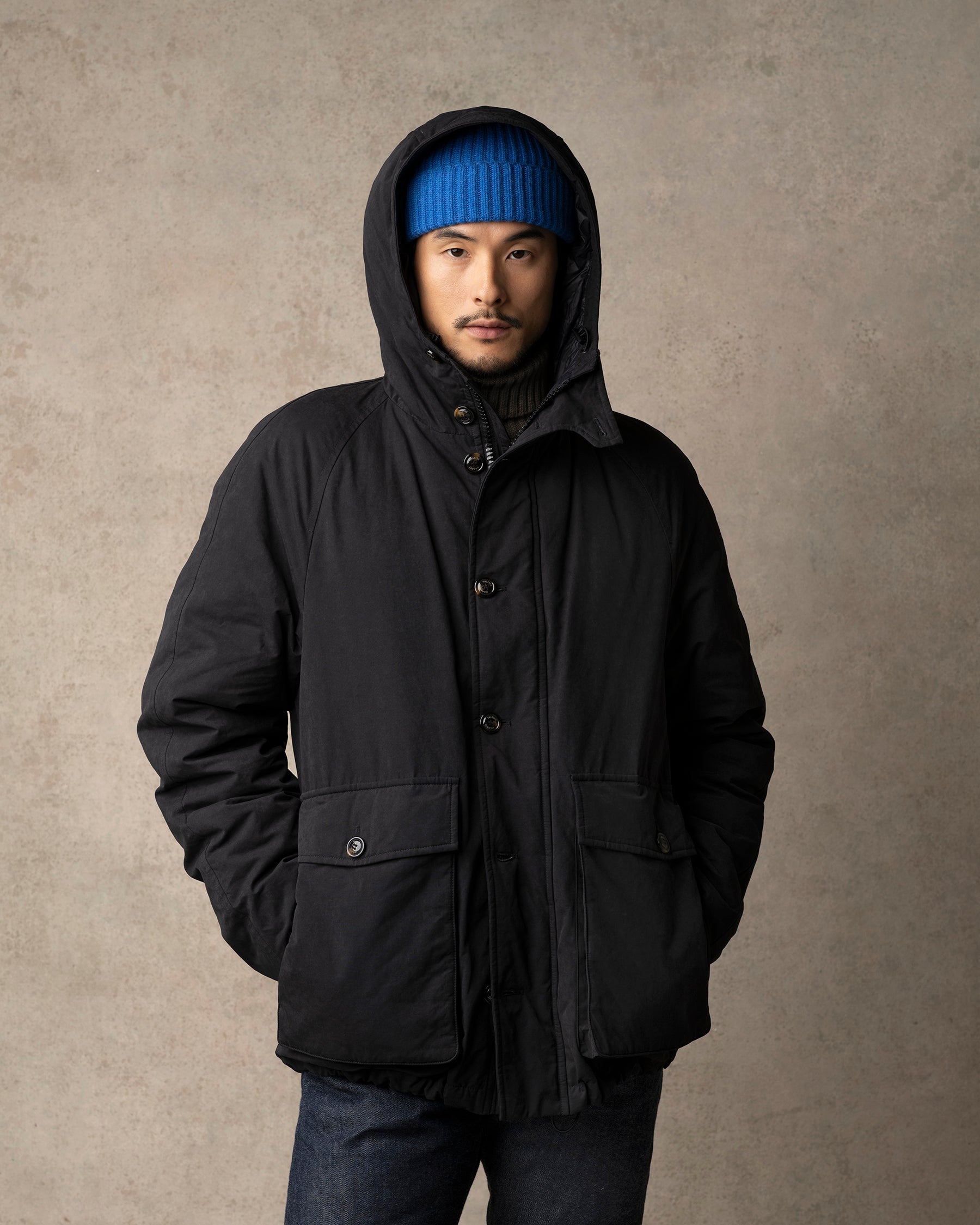 Valstar Liam Waxed Cotton Goose Down Parka: Navy