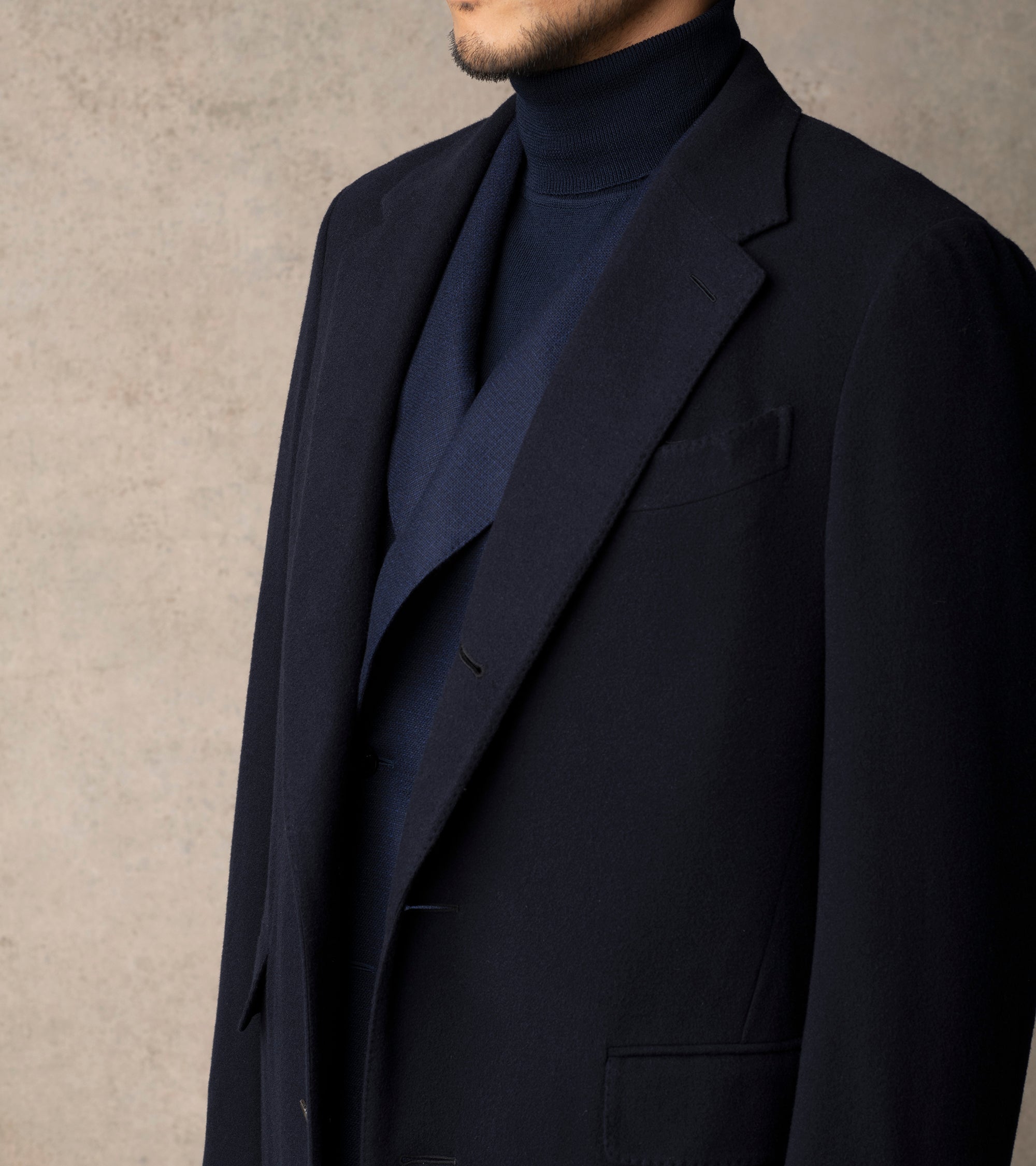 Caruso Aida Wool Overcoat: Navy
