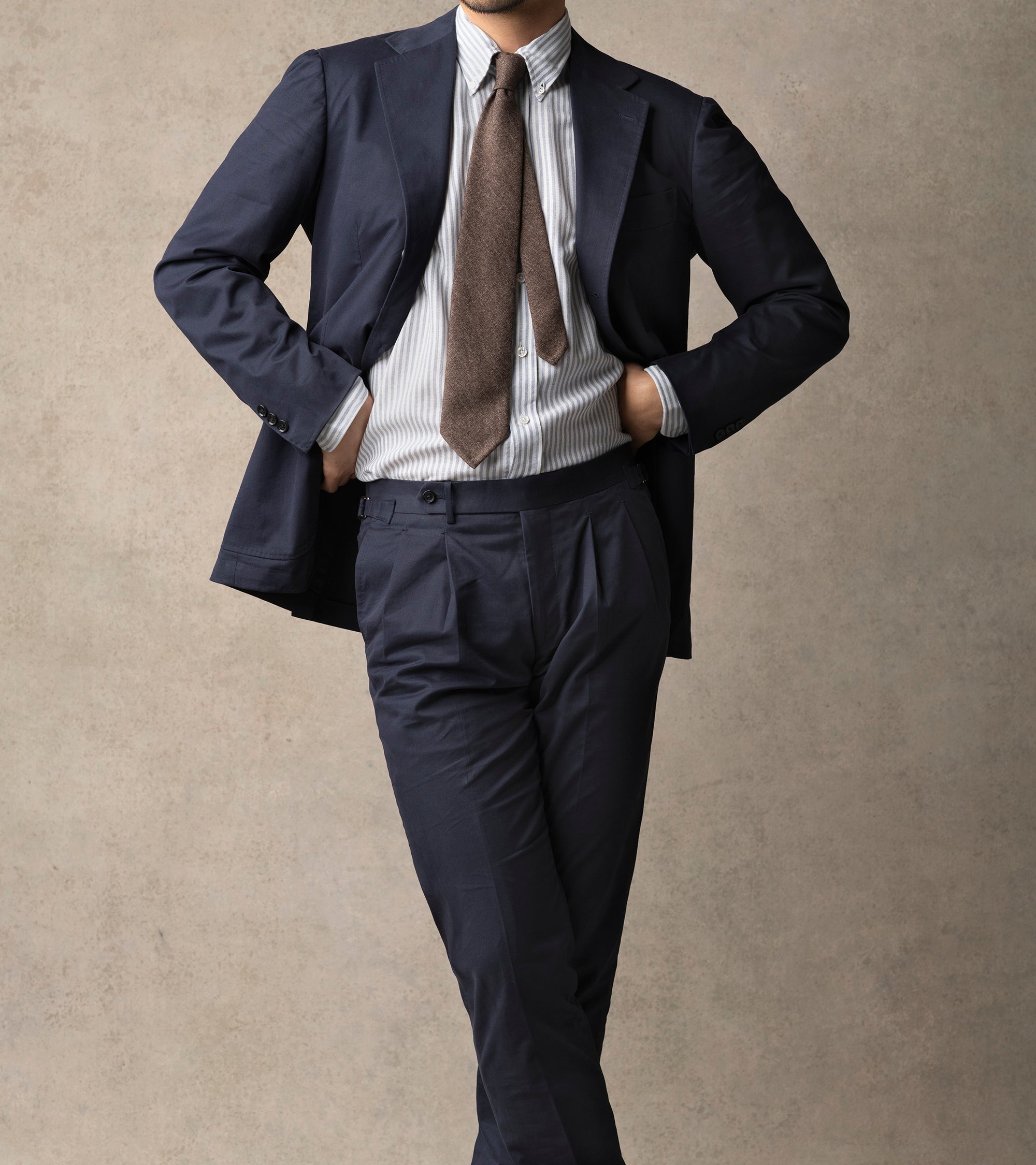 Ring Jacket Meister Cotton Cashmere Twill Suit: Navy