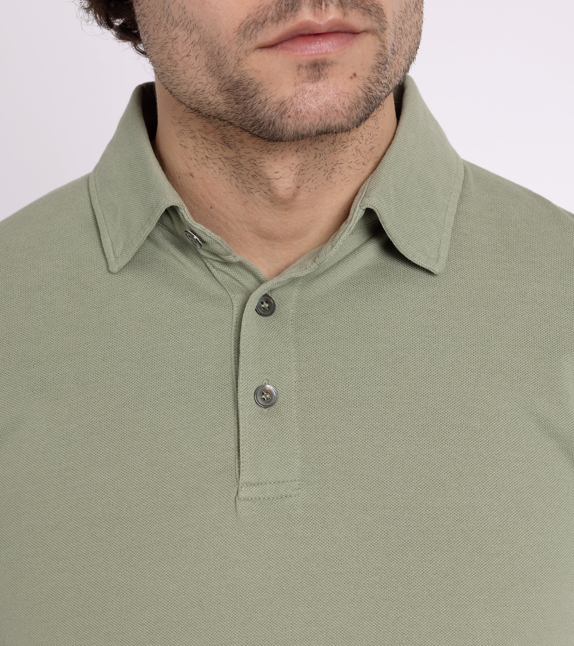 Trunk Moxon Long Sleeve Polo Shirt: Green Tea