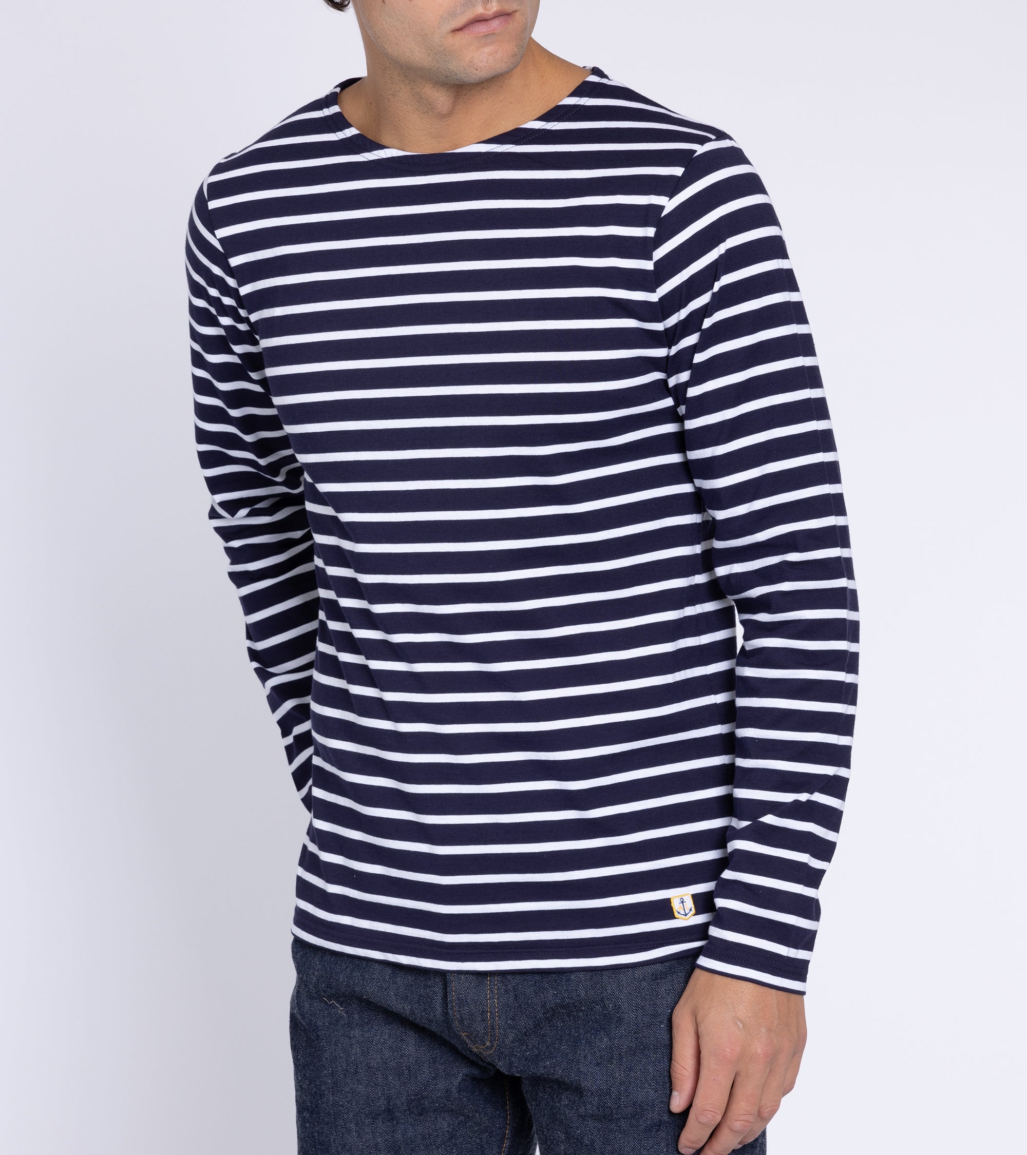 Armor Lux Lightweight Breton Striped T-Shirt: Navy/White