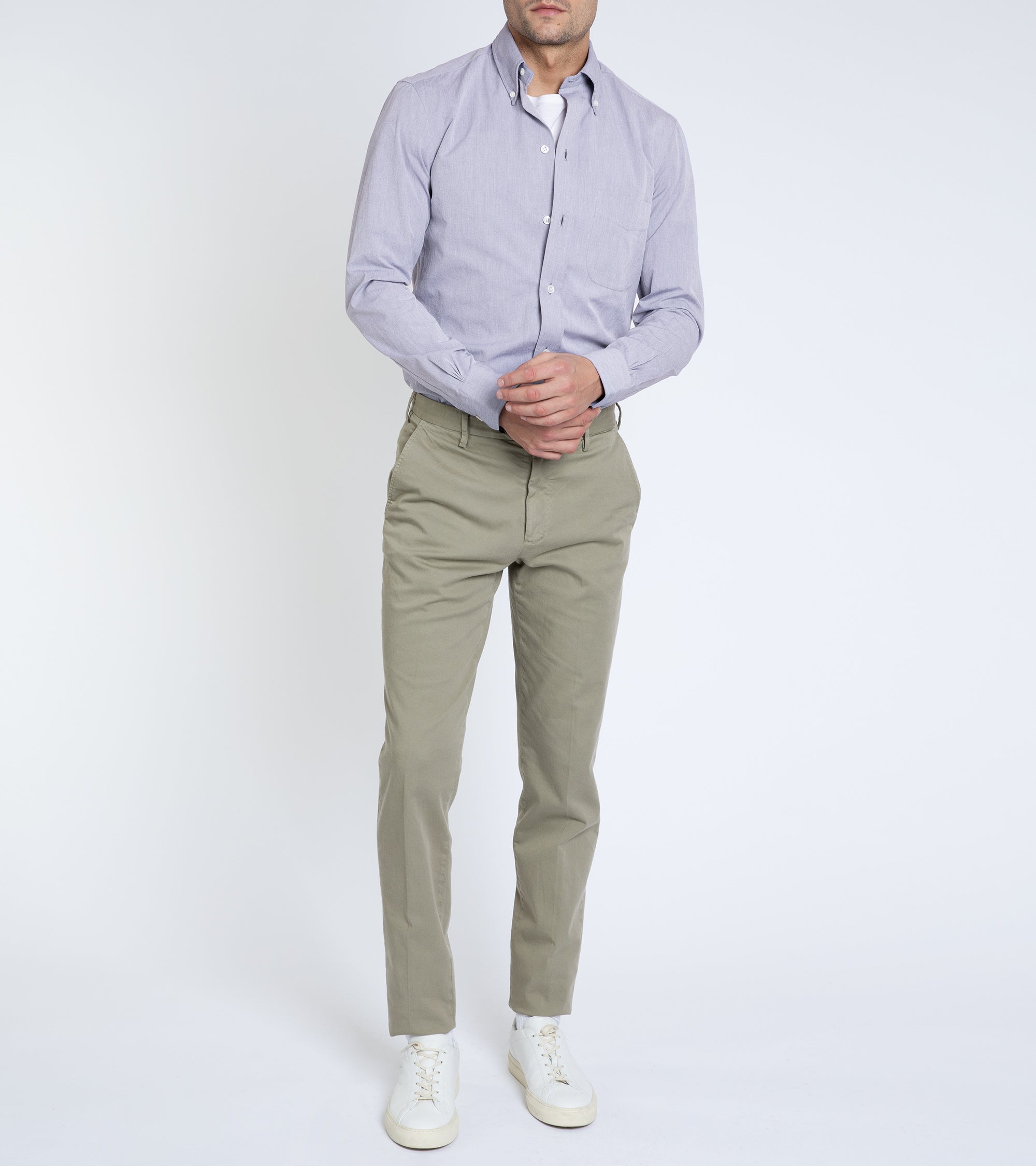 Salvatore Piccolo Cotton Canvas Button Down Shirt: Navy