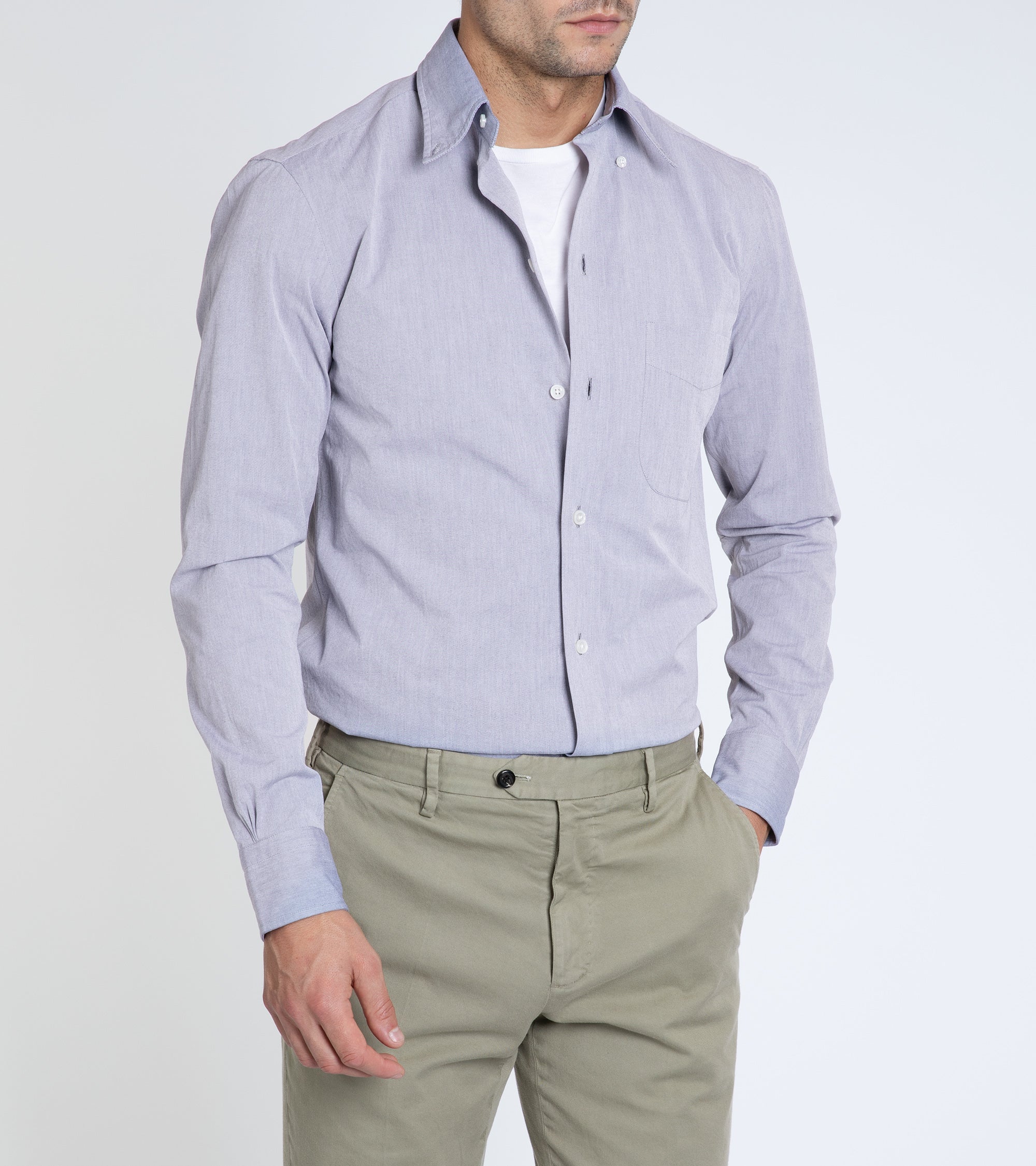 Salvatore Piccolo Cotton Canvas Button Down Shirt: Navy
