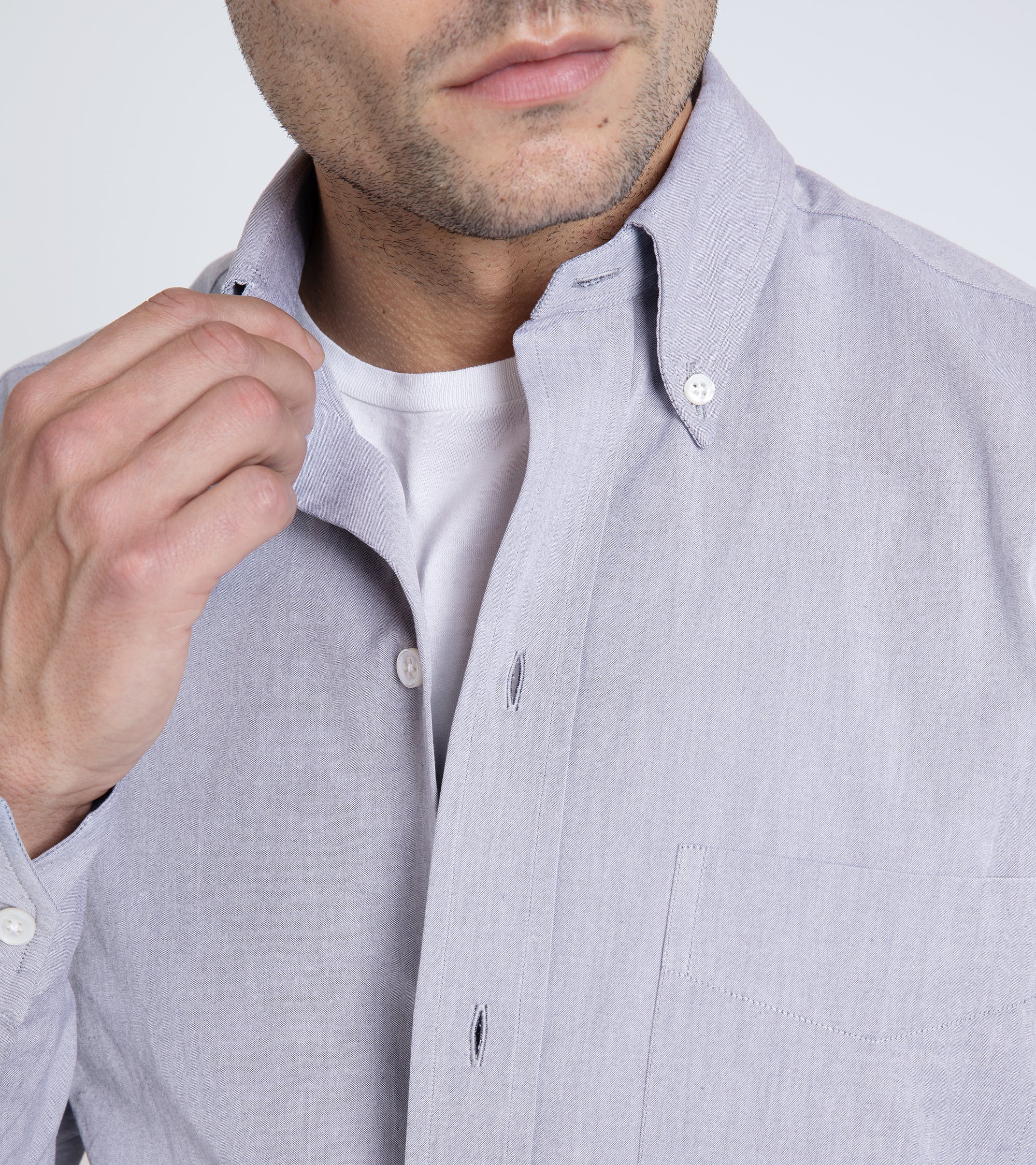 Salvatore Piccolo Cotton Canvas Button Down Shirt: Navy