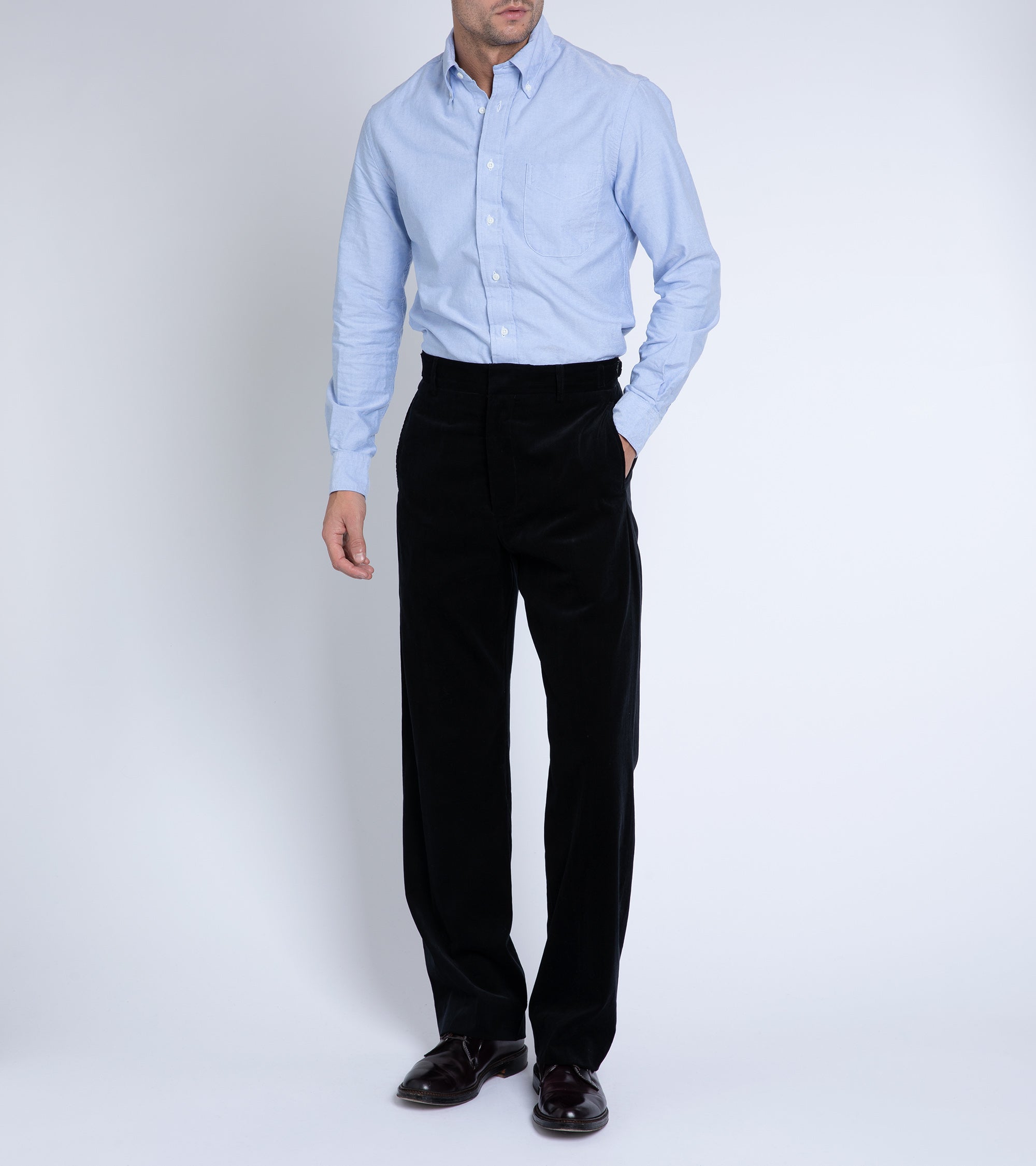 Kaptain Sunshine Corduroy Scottish Trousers: Dull Black