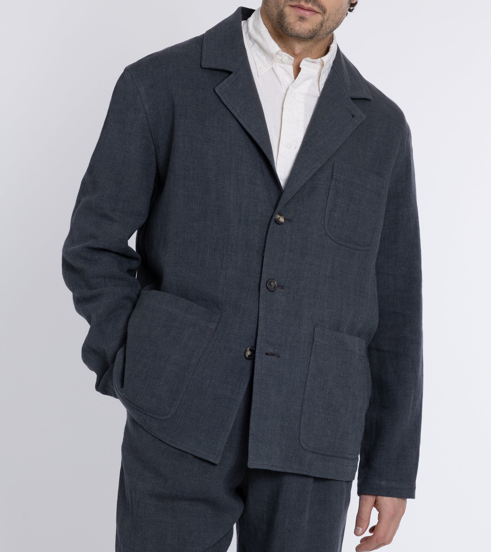 De Bonne Facture Wool Linen Traveler Jacket: Anthracite