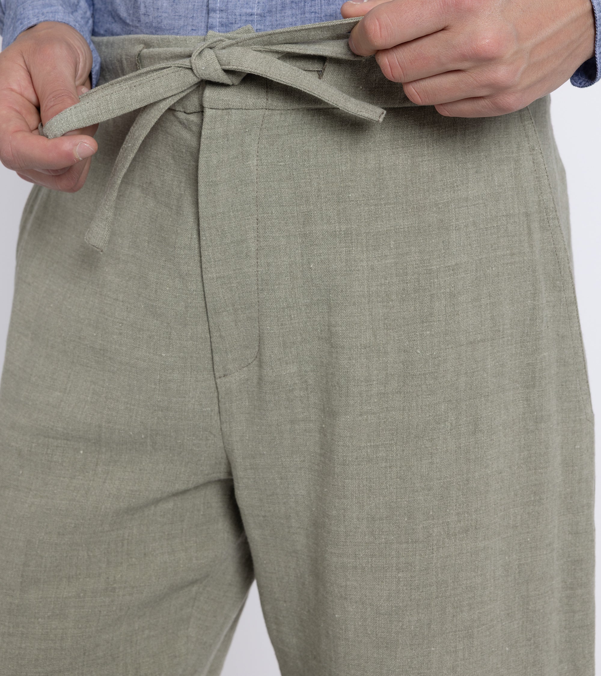 De Bonne Facture Wool Linen Balloon Trousers: Almond Green