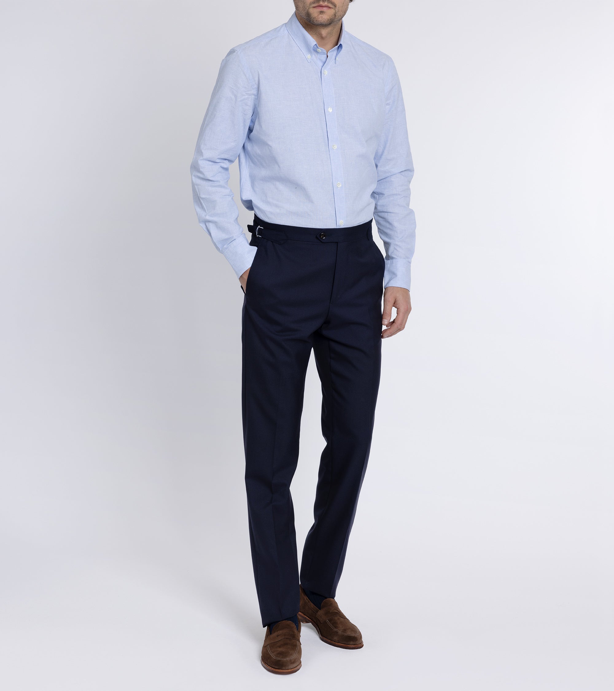 Trunk Walbrook Wool Fresco Suit Trousers: Navy