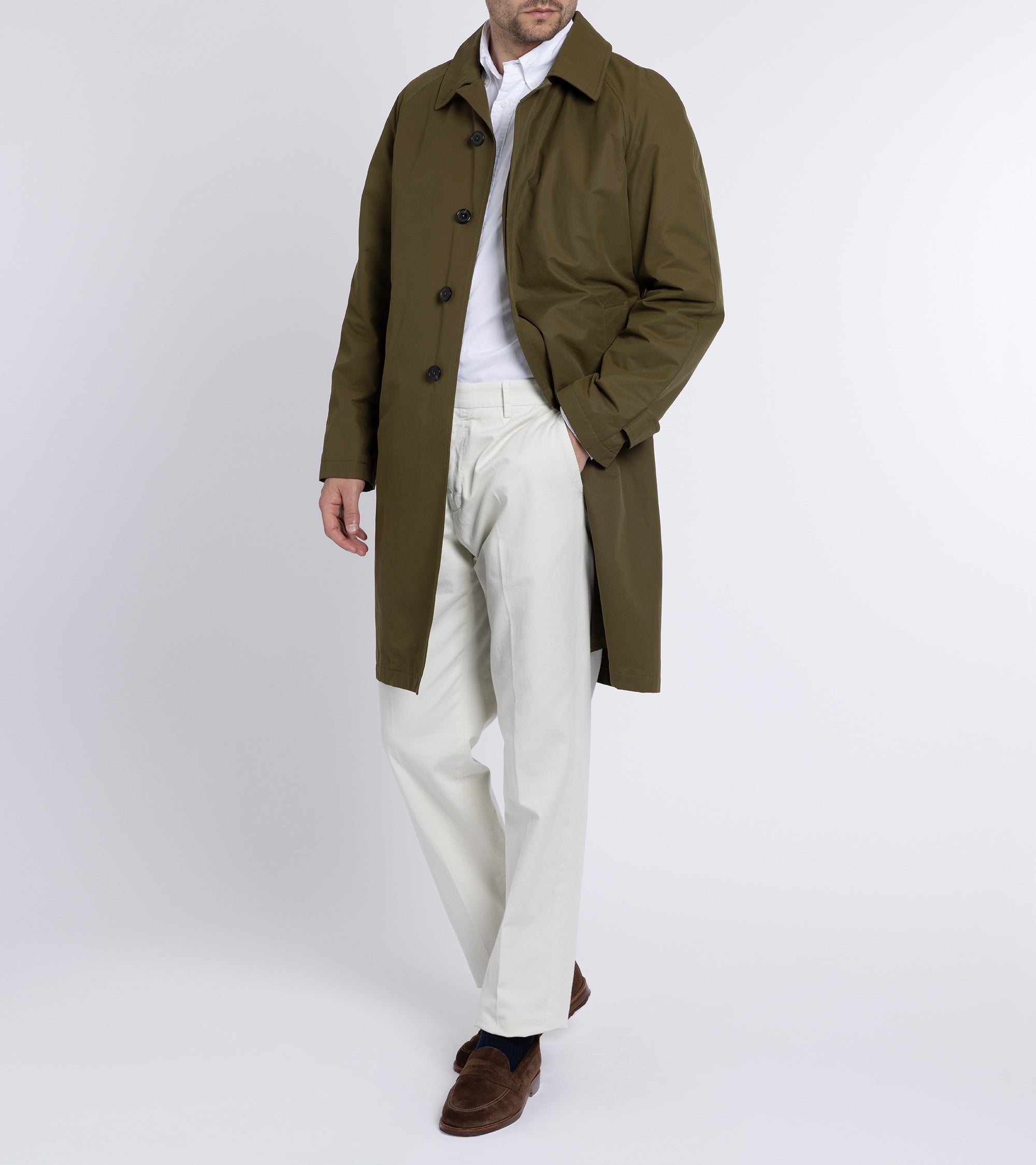 Trunk Harding Cotton Blend Raincoat: Olive