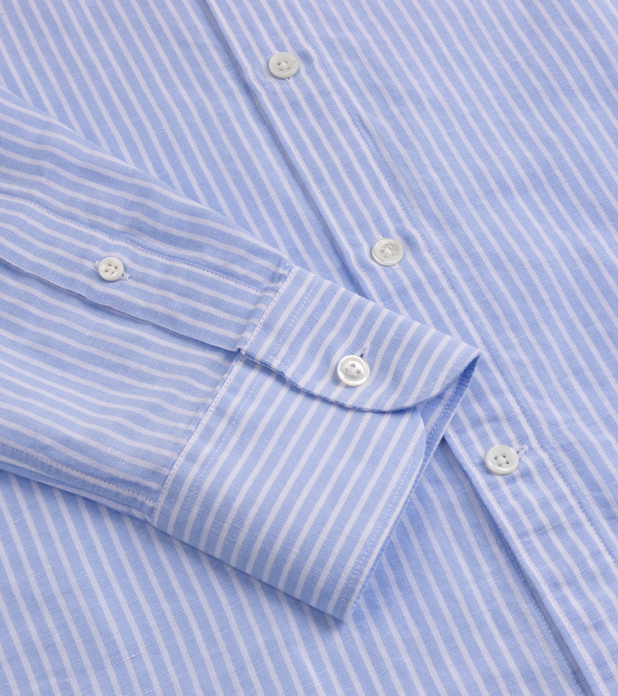 Trunk Eldon Cotton Linen Stripe Shirt: Light Blue