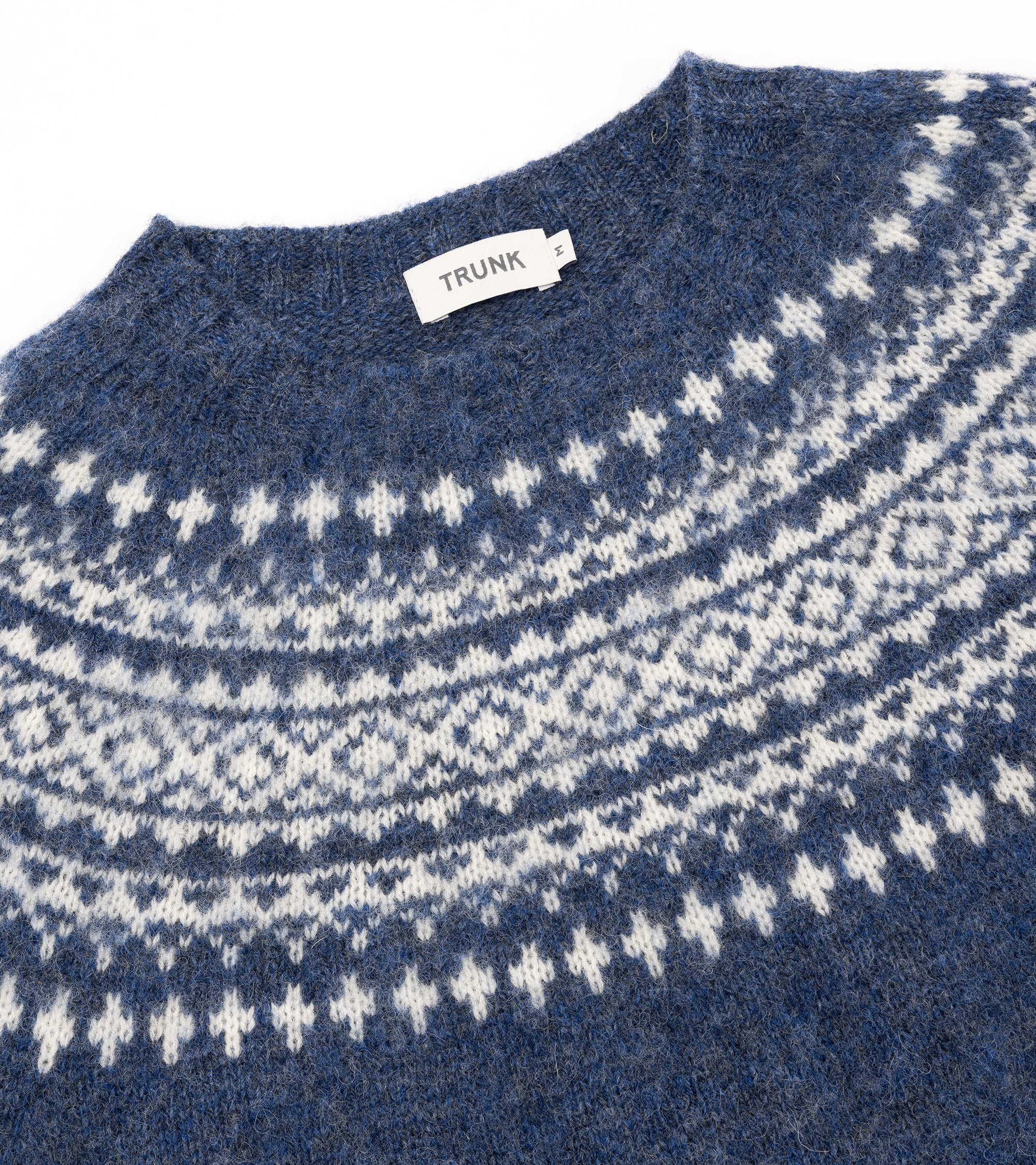 Trunk Elm Fairisle Crew Neck Sweater: Denim Blue