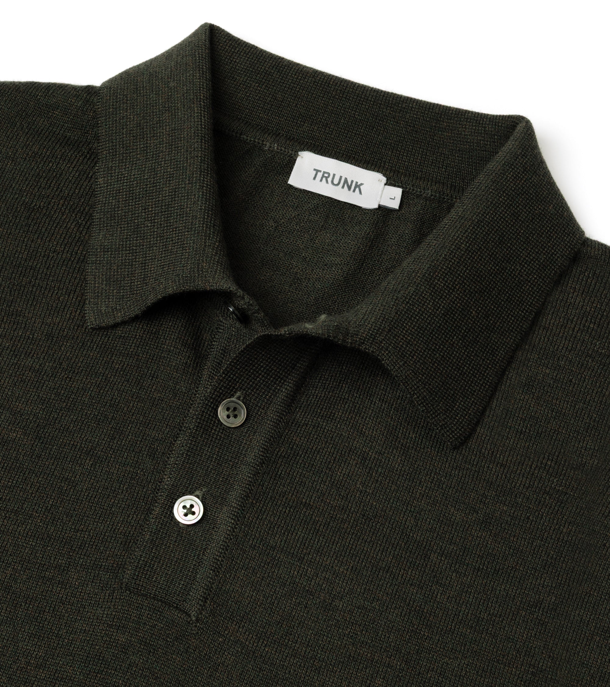 Trunk Enford Merino Knit Long Sleeve Polo Shirt: Loden Green