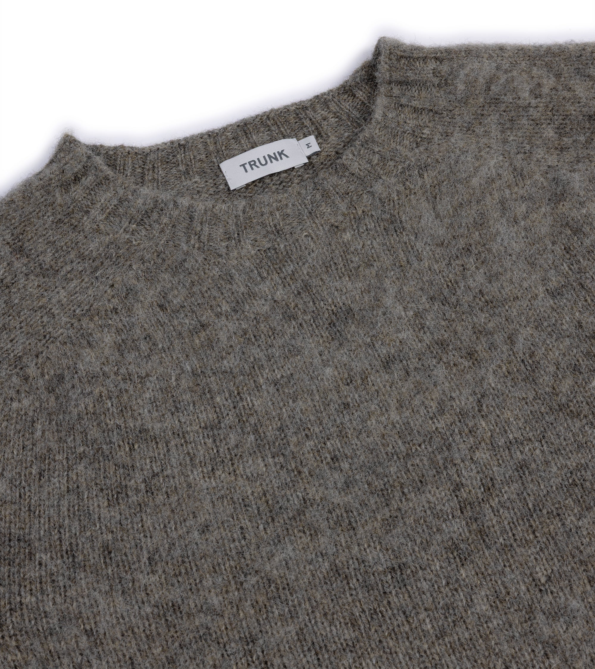 Trunk Goswell Brushed Lambswool Crew Neck Sweater: Dark Natural