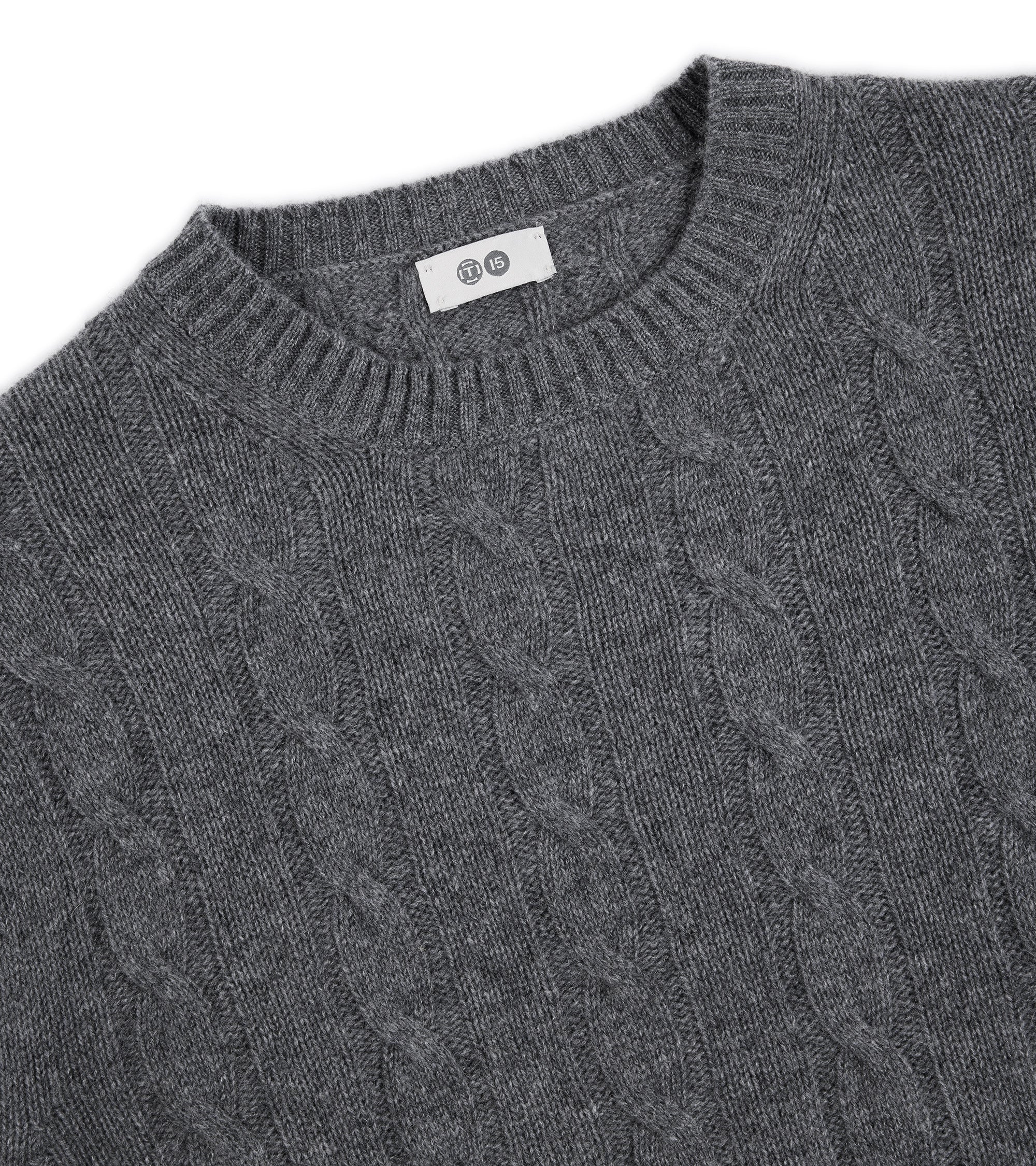 Trunk Hart Cashmere Cable Knit Crew Neck Sweater: Grey