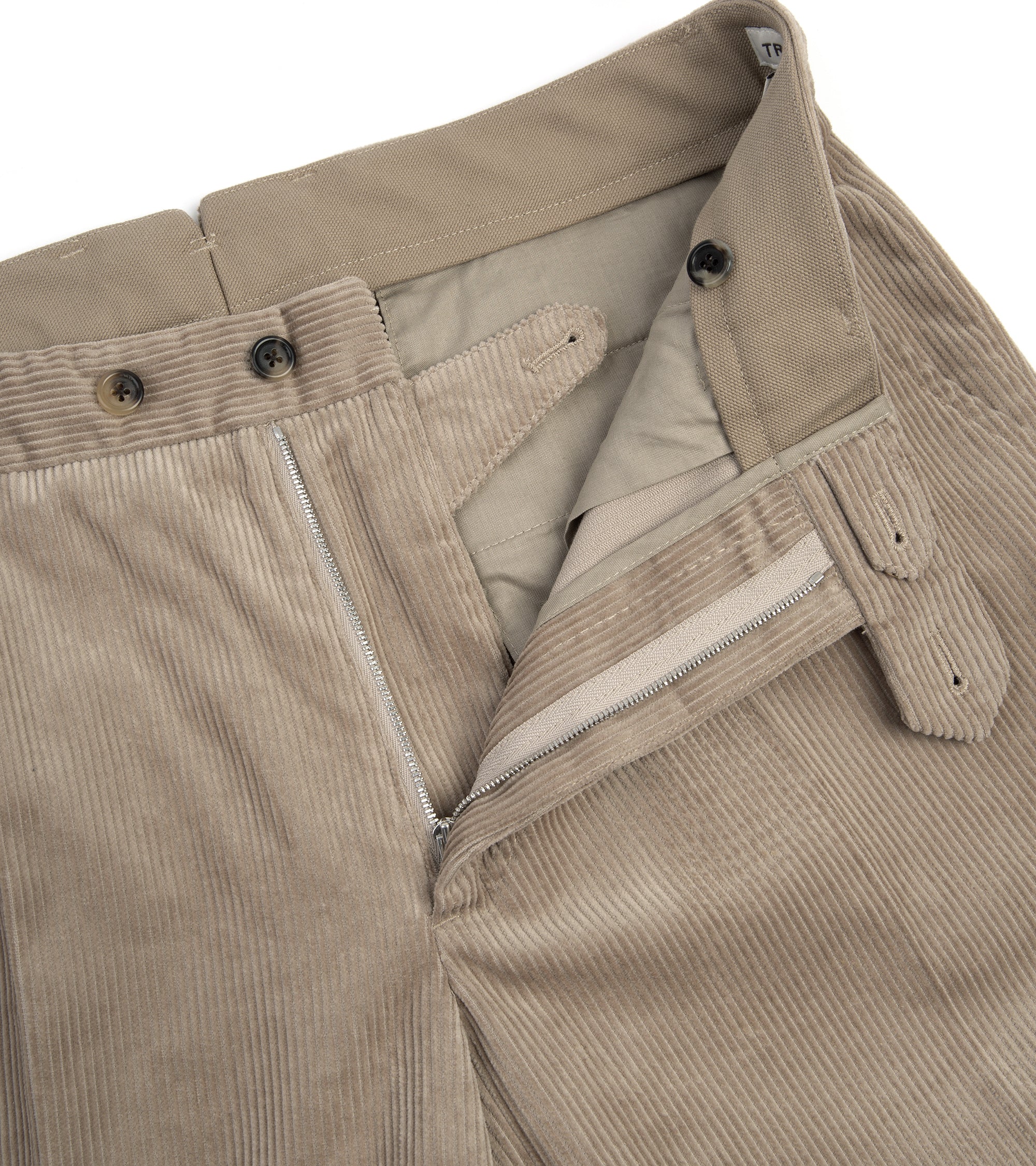Trunk Hollen Single Pleat Corduroy Trousers: Light Beige
